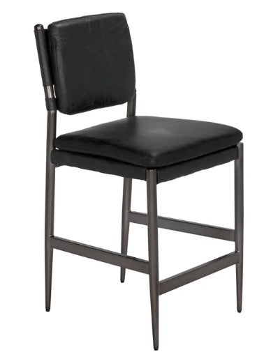 BLACK LEATHER COUNTER CHAIR