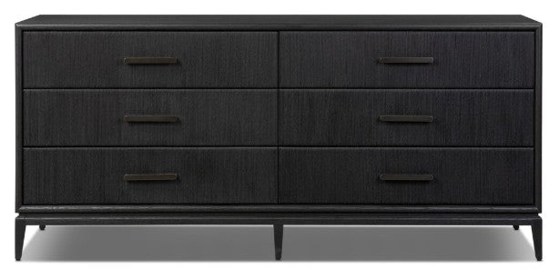 72"L BLACK-FINISHED OAK DRESSER