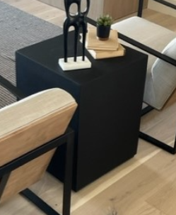 18"L SQ FAUX CEMENT END TABLE BLACK 1