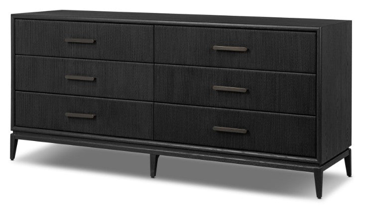 72"L BLACK-FINISHED OAK DRESSER
