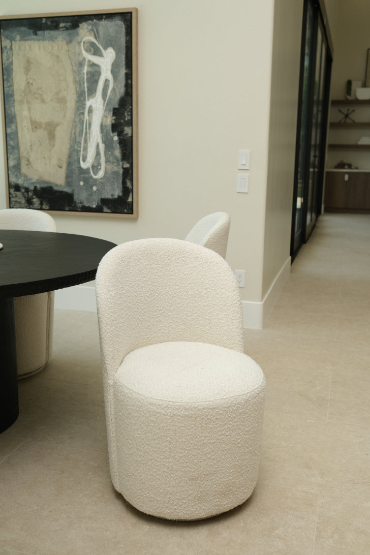 IVORY SWIVEL DINING CHAIR, 6-PIECE SET