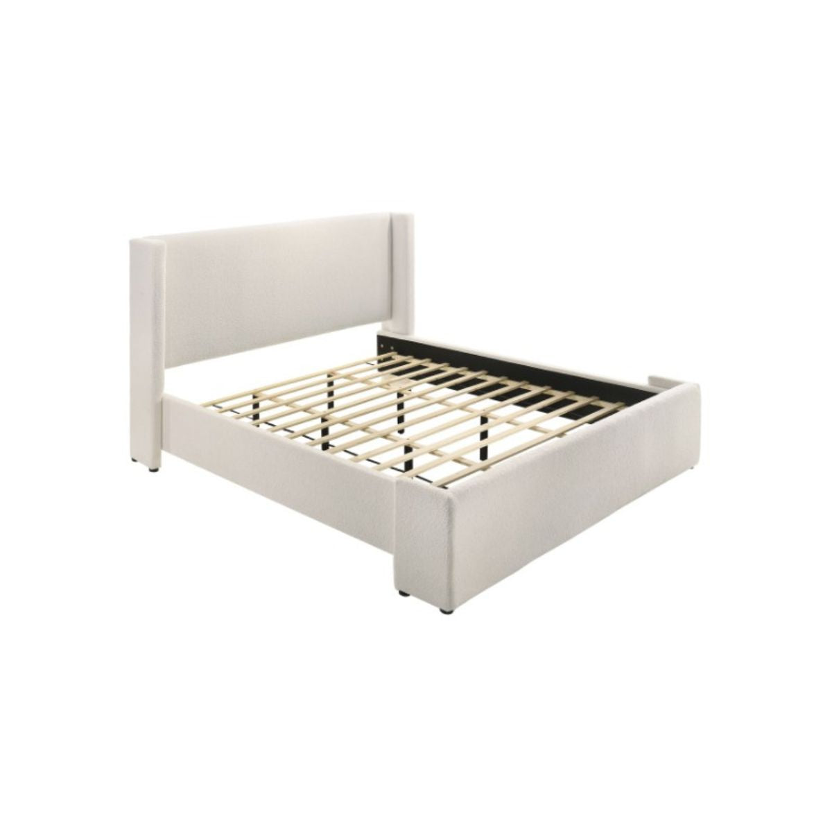 53"H BOUCLE PLATFORM KING BED WHITE N
