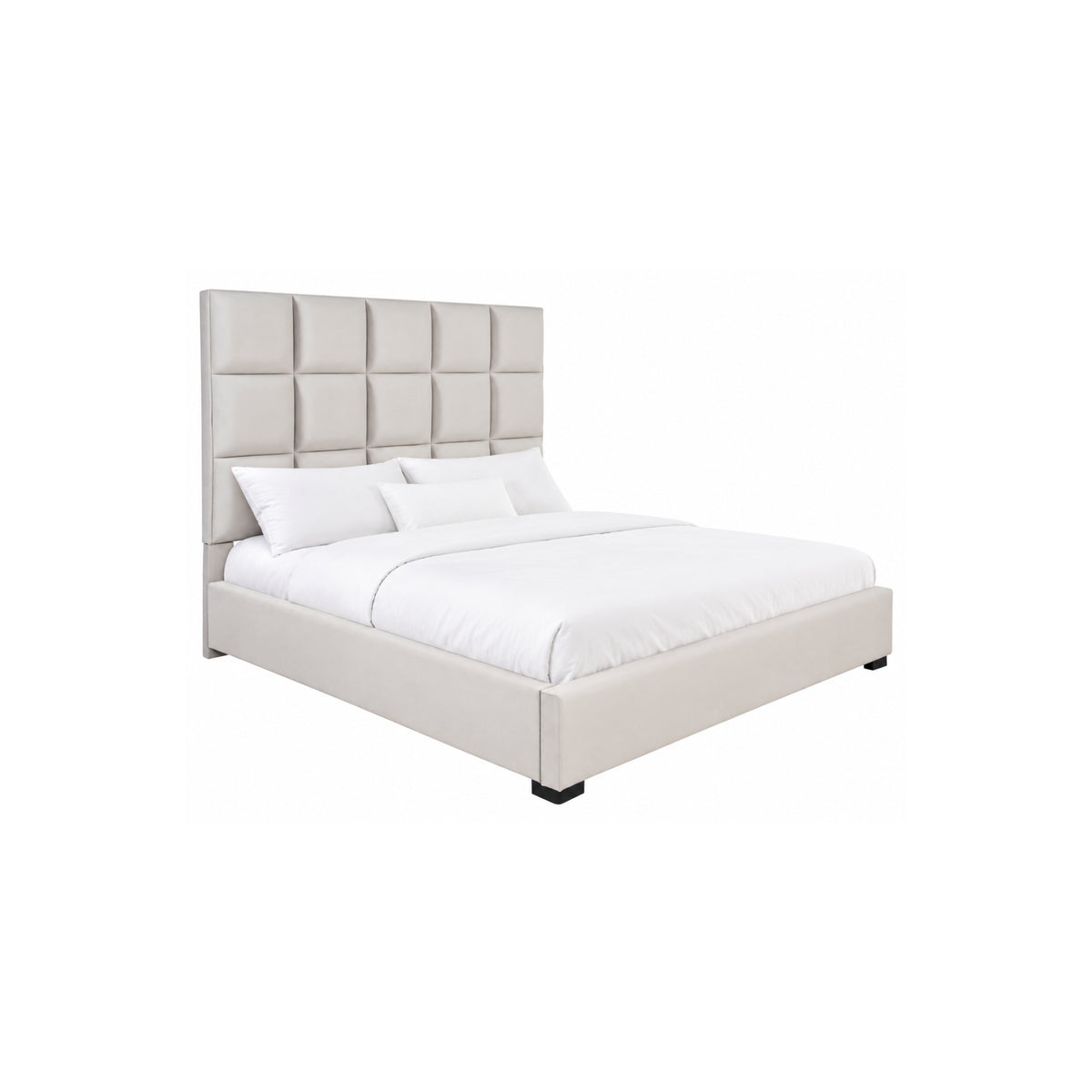 68"H TUFTED KING BED GREY