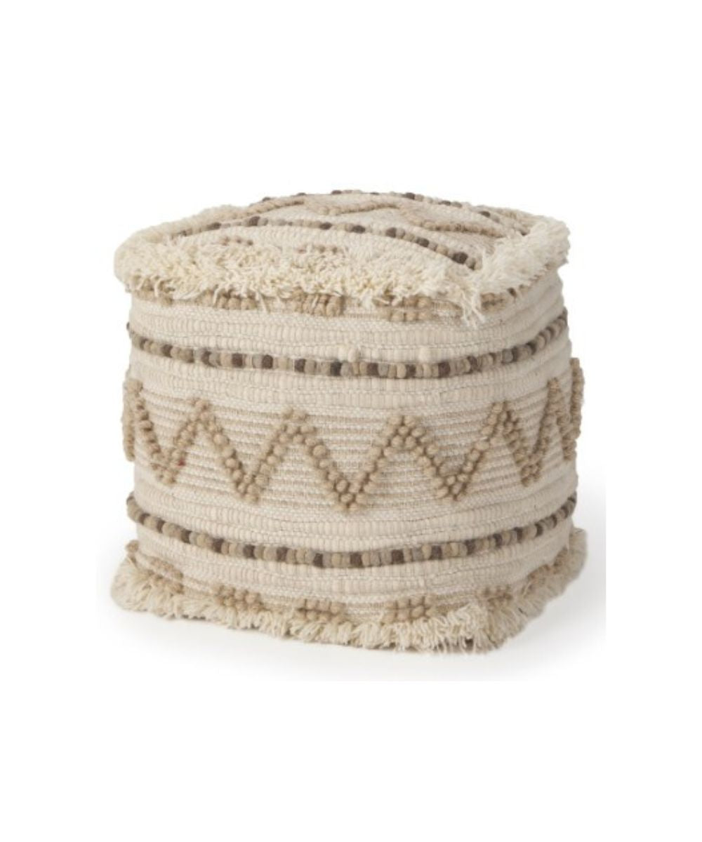 18IN IVORY NATURAL WOVEN POUF 2