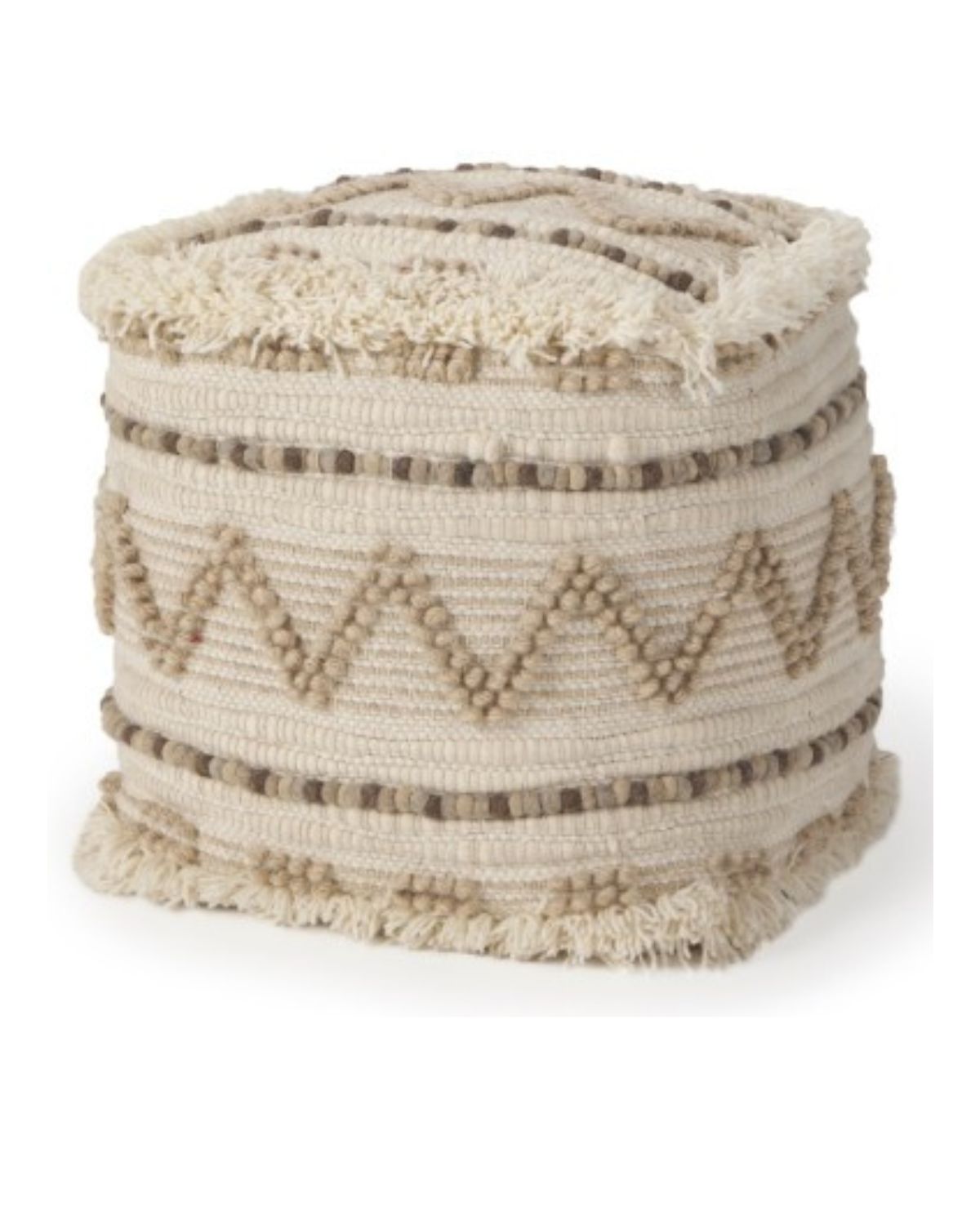 18IN IVORY NATURAL WOVEN POUF 1