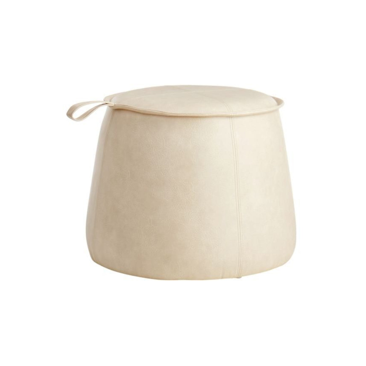 CREAM FAUX LEATHER OTTOMAN A