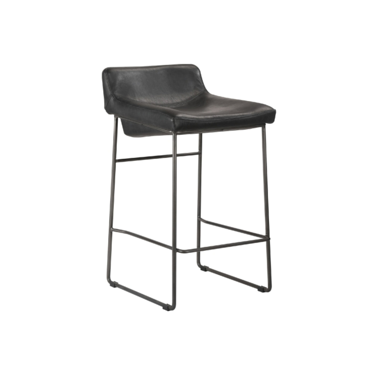 LEATHER COUNTER STOOL BLACK  B