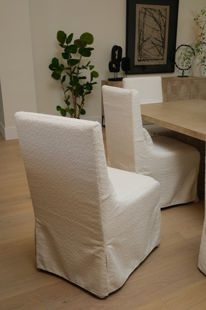 WHITE TEXTURED SIDE CHAIR SET OF 8