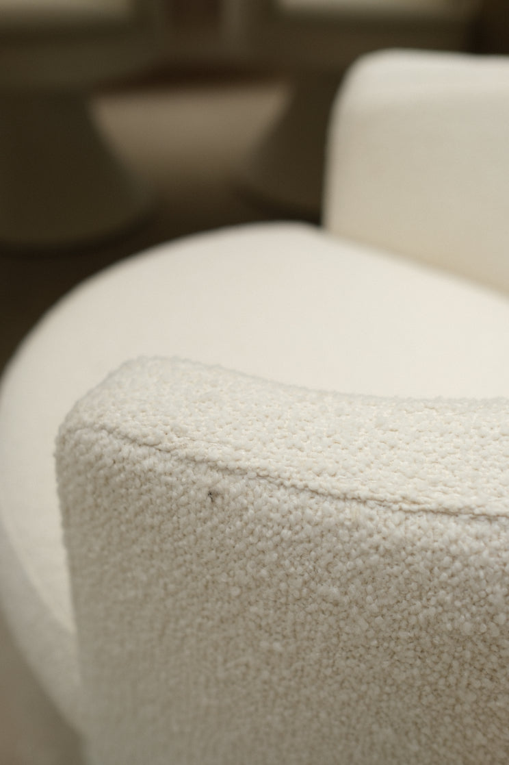 BOUCLE WHITE SWIVEL DINING CHAIR, SET OF 8
