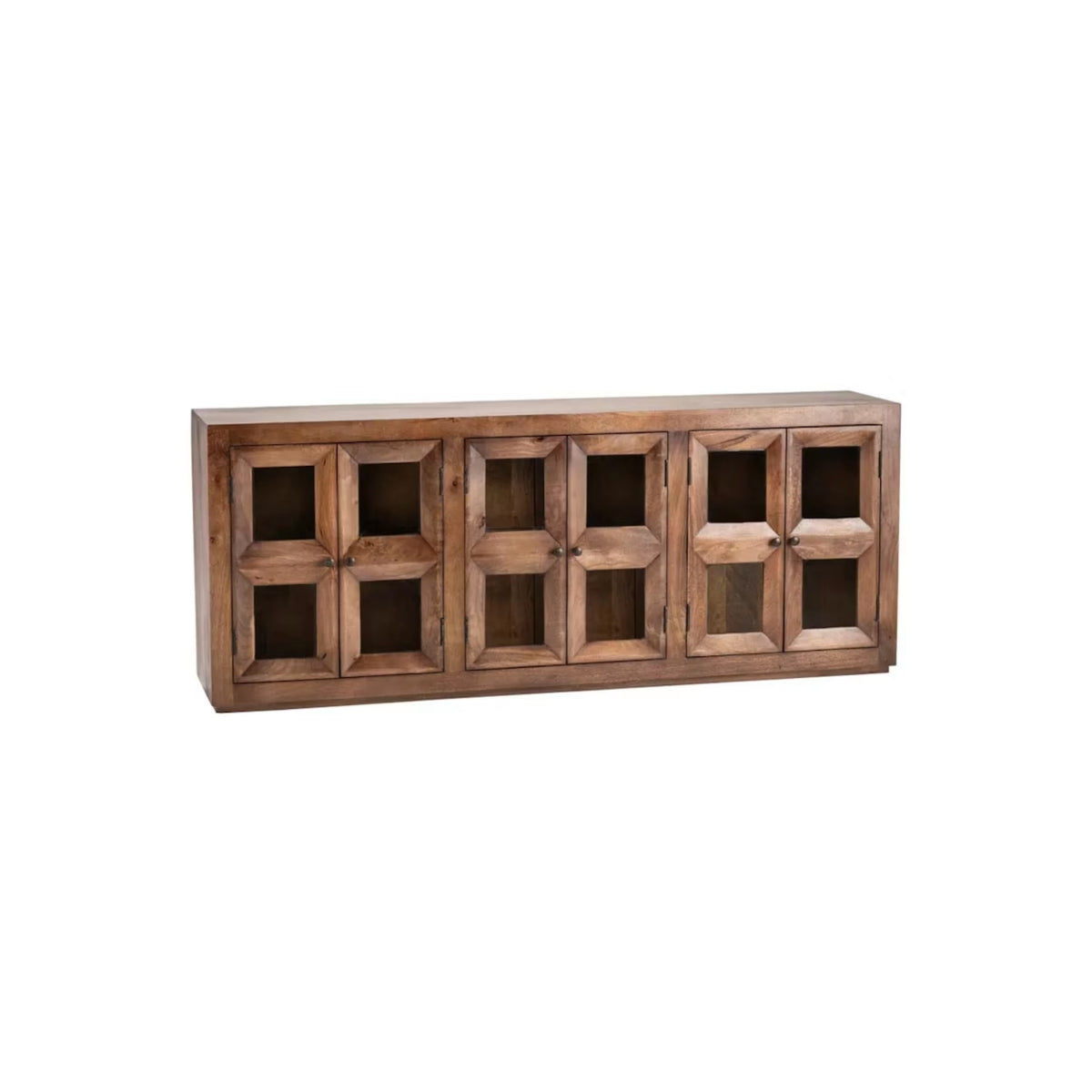 80"L 6-DR CABINET WOOD GLASS