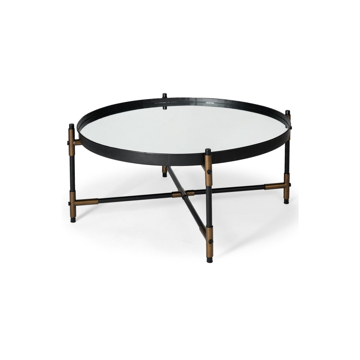 32"R MIRROR/METAL COFFEE TABLE