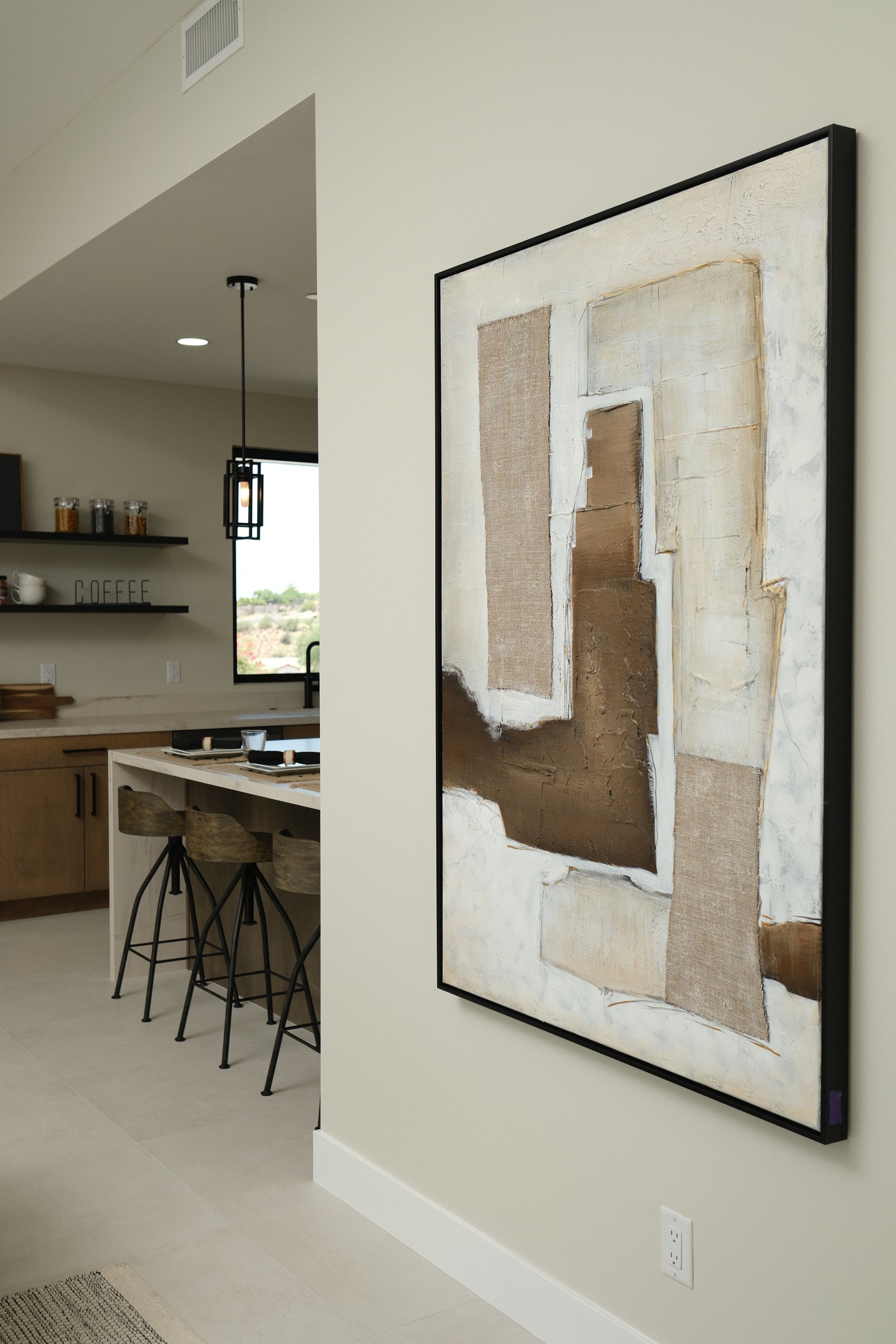 ABSTRACT CHOCO BROWN WALL ART 41X59