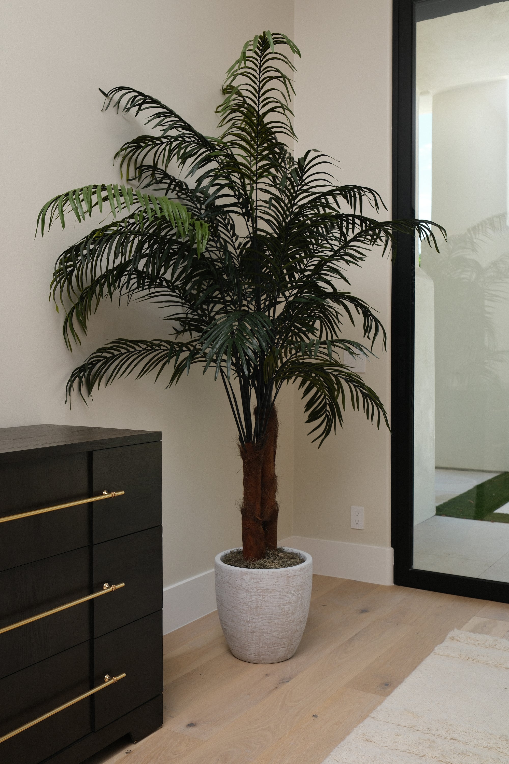 8FT ARECA PALM TREE IN WHITE PLANTER