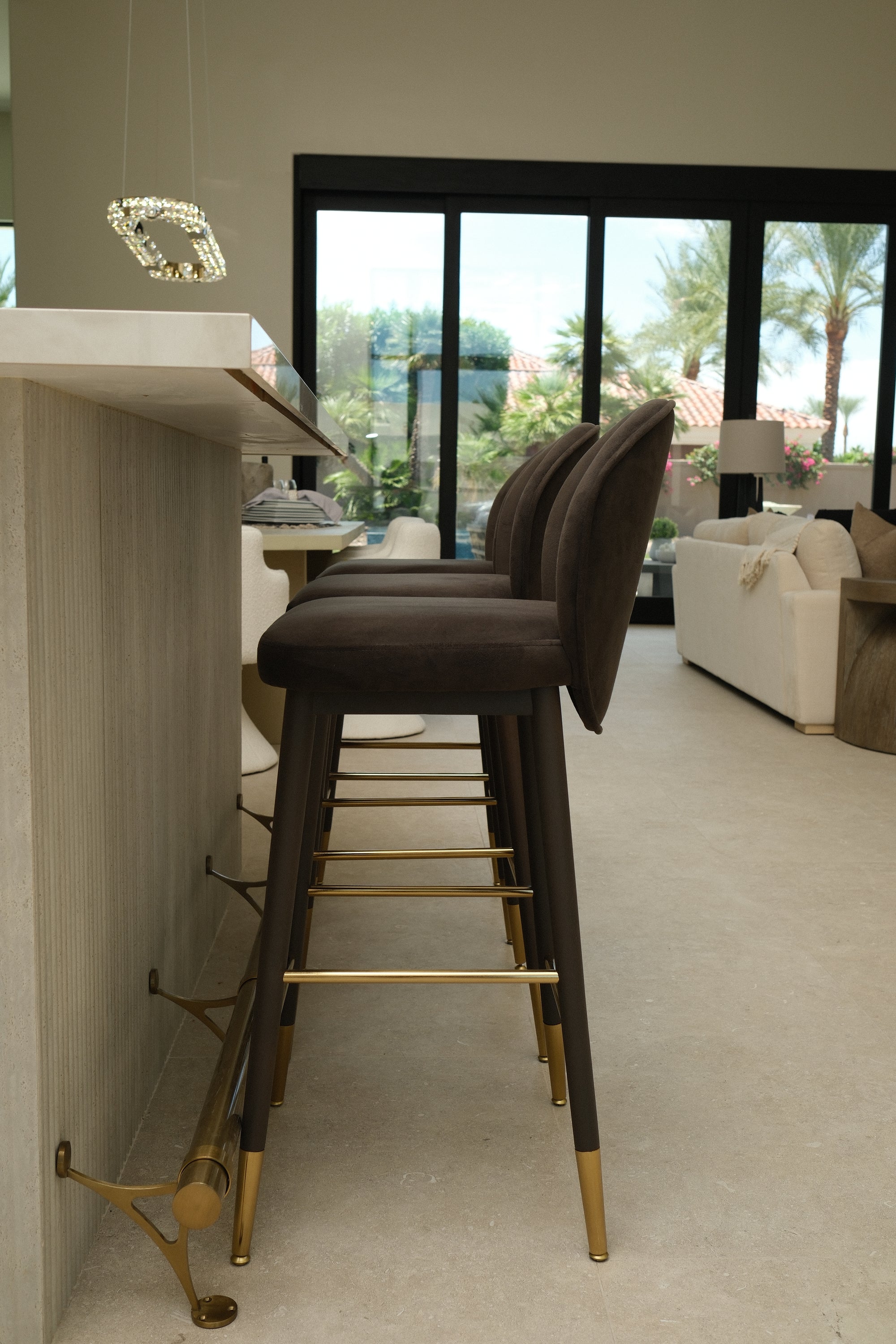 40.6"H CHARCOAL VELVET BARSTOOL 1