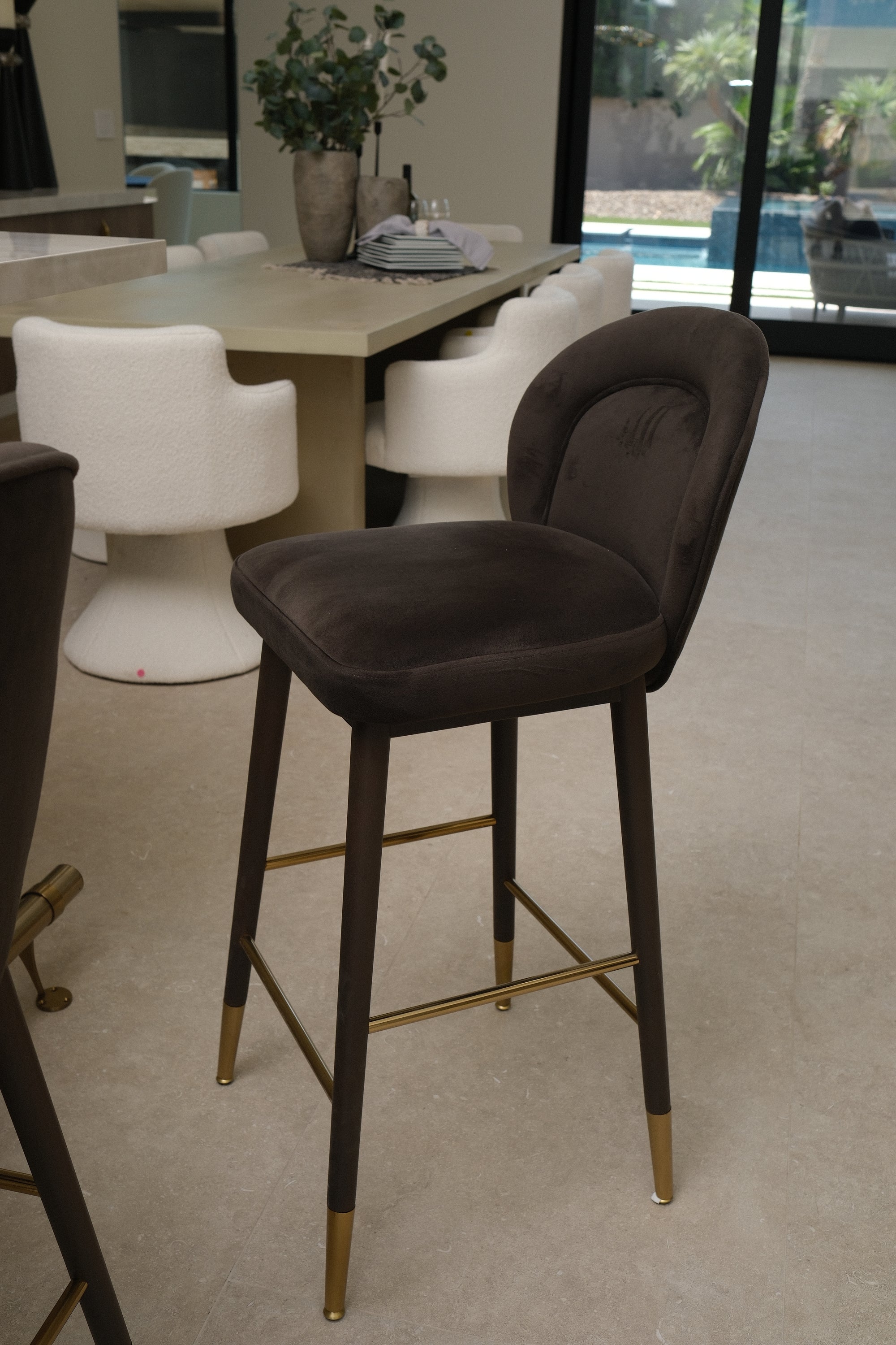 40.6"H CHARCOAL VELVET BARSTOOL 3