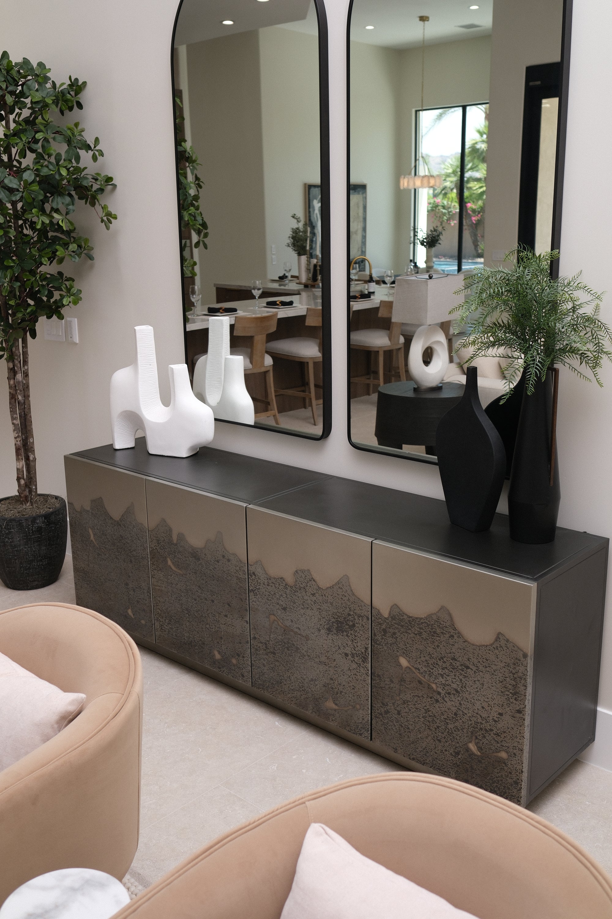 82"L ALL IRON SIDEBOARD