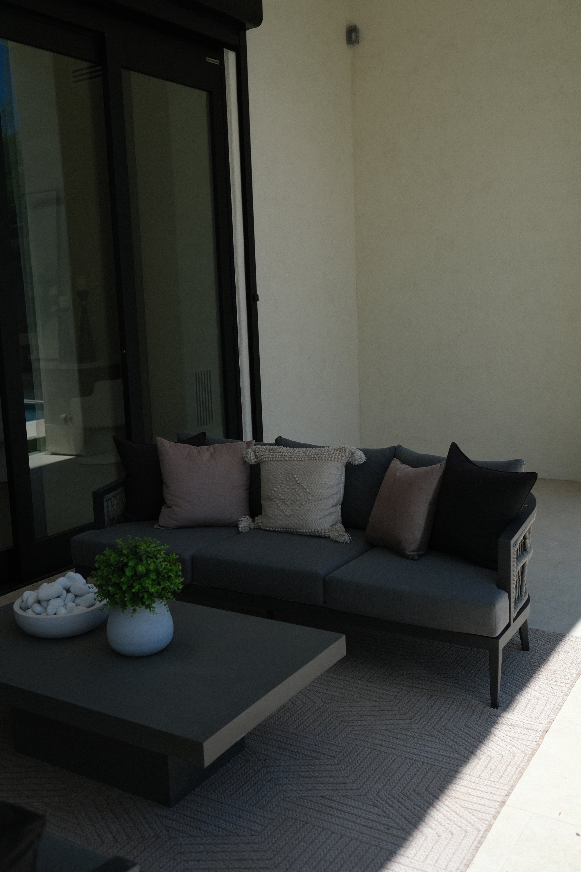 83"L ALUMINUM GREY ROPE OUTDOOR SOFA 1
