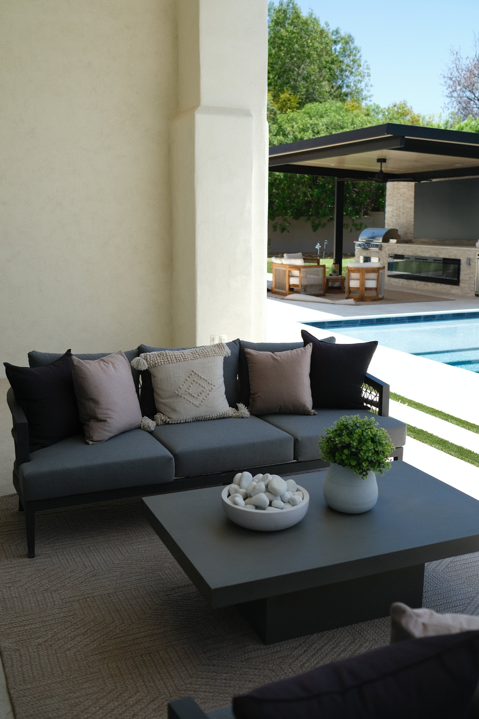 83"L ALUMINUM GREY ROPE OUTDOOR SOFA 1