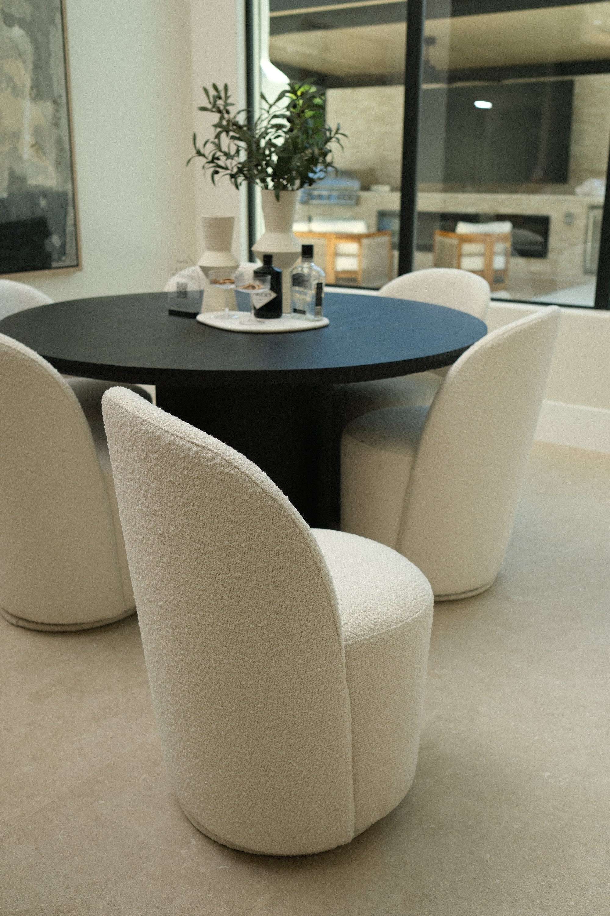 IVORY SWIVEL DINING CHAIR 1