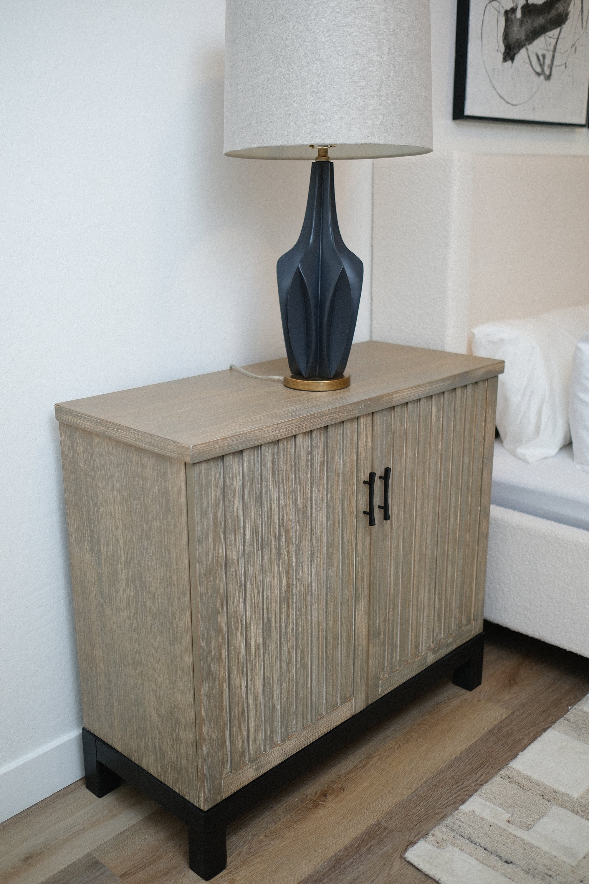 38"L WHITEWASHED 2-DR CABINET 1