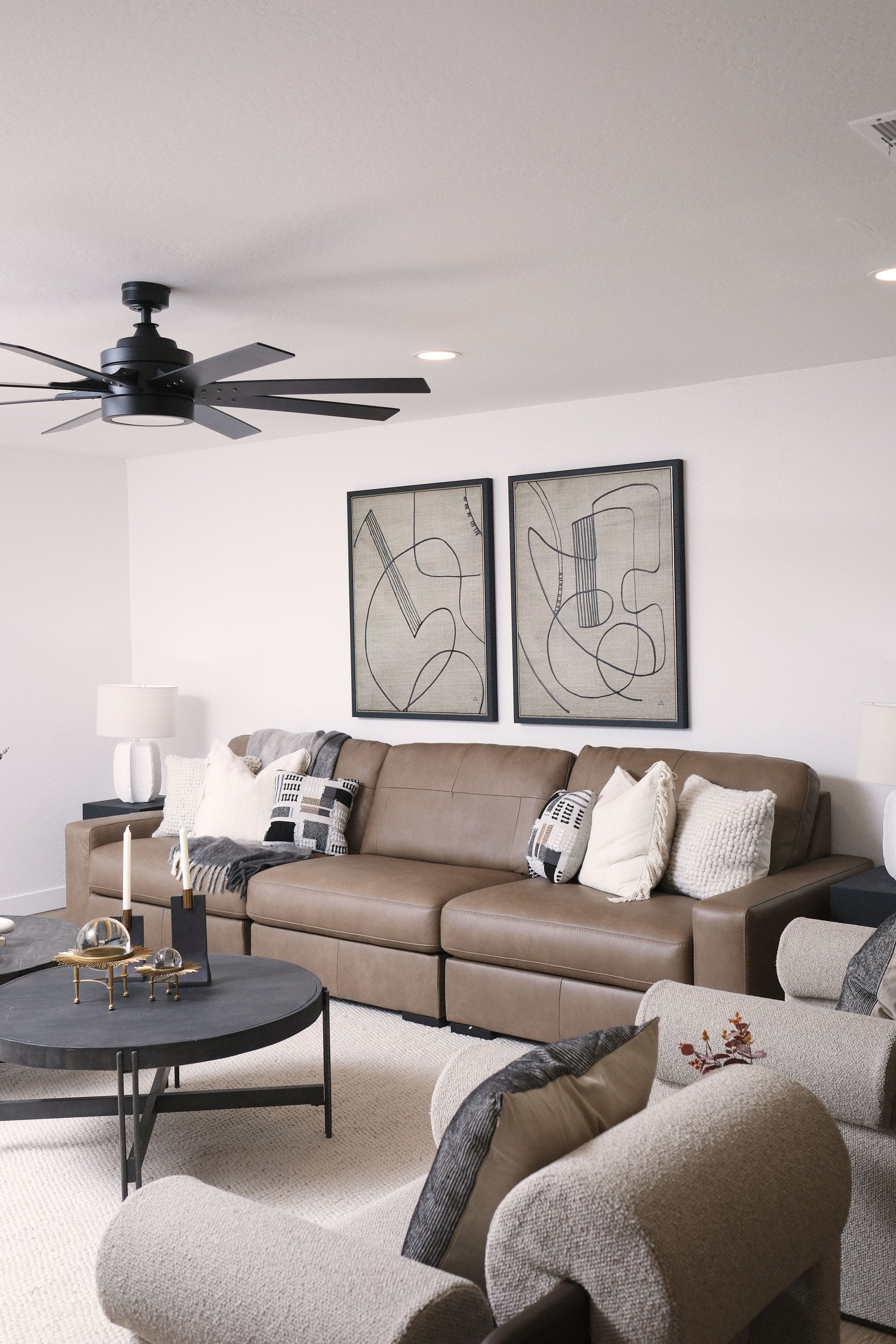3-PC BROWN LEATHER SECTIONAL