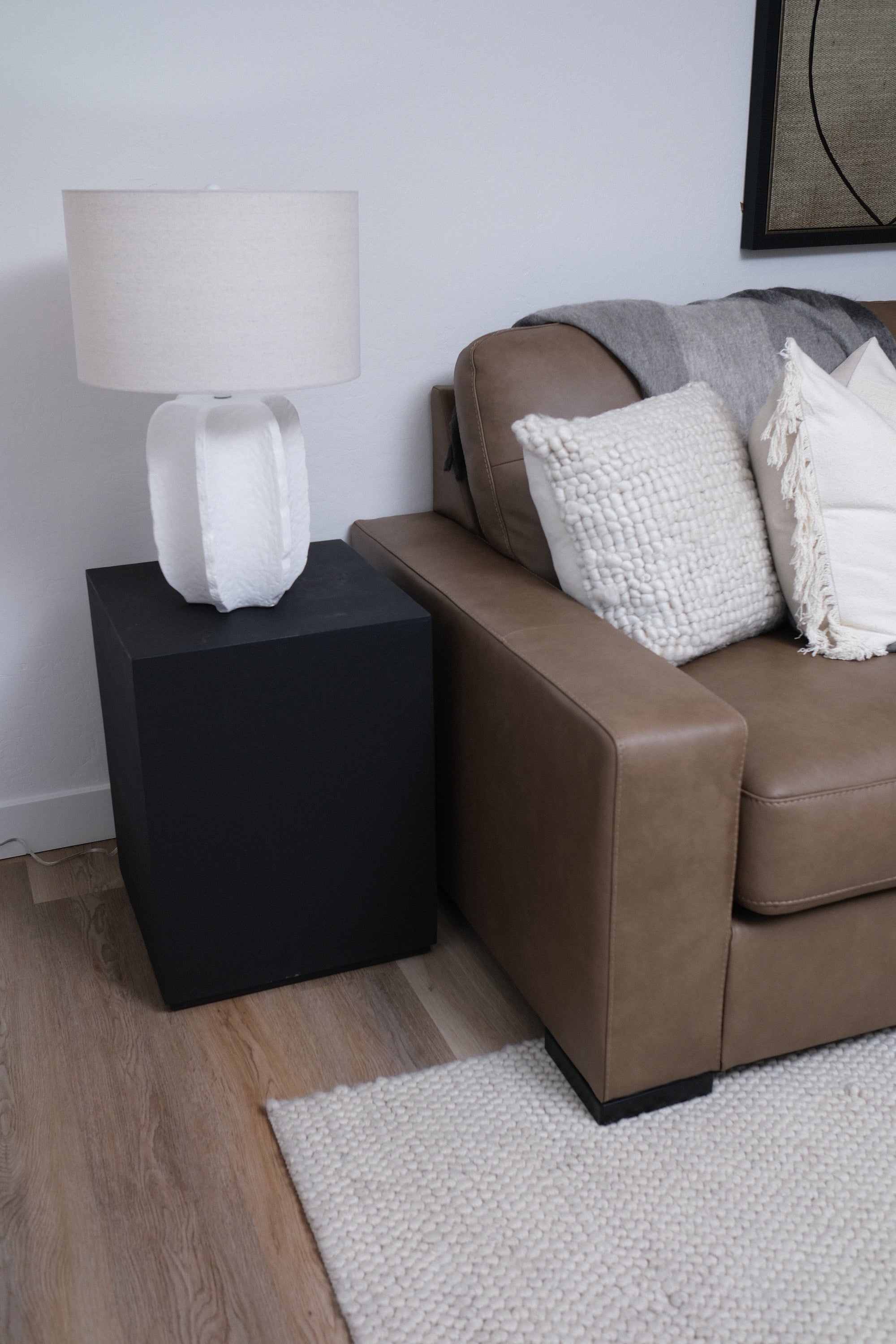 18"L SQ FAUX CEMENT END TABLE BLACK 1