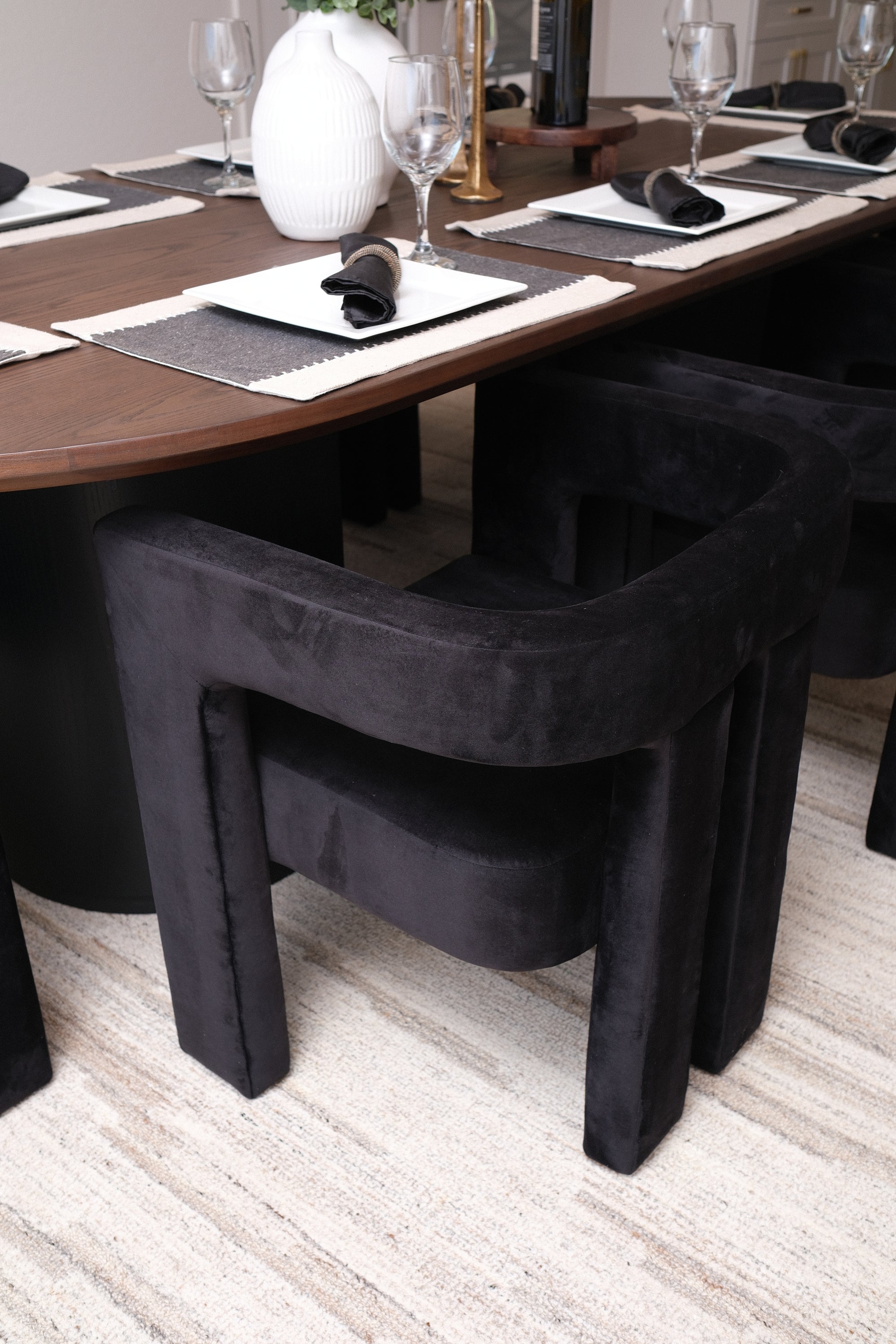 BLACK VELVET DINING CHAIR 4
