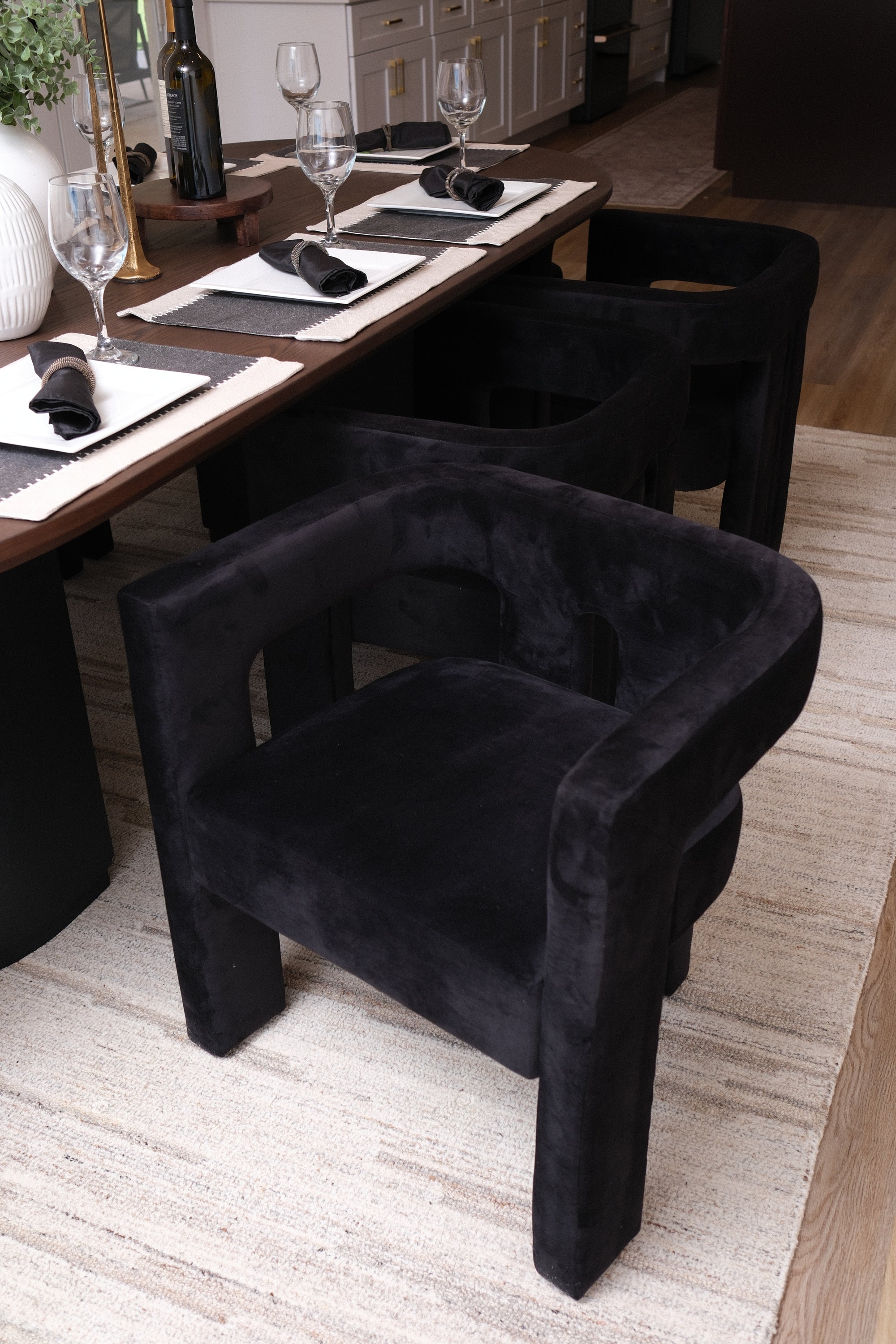BLACK VELVET DINING CHAIR 4