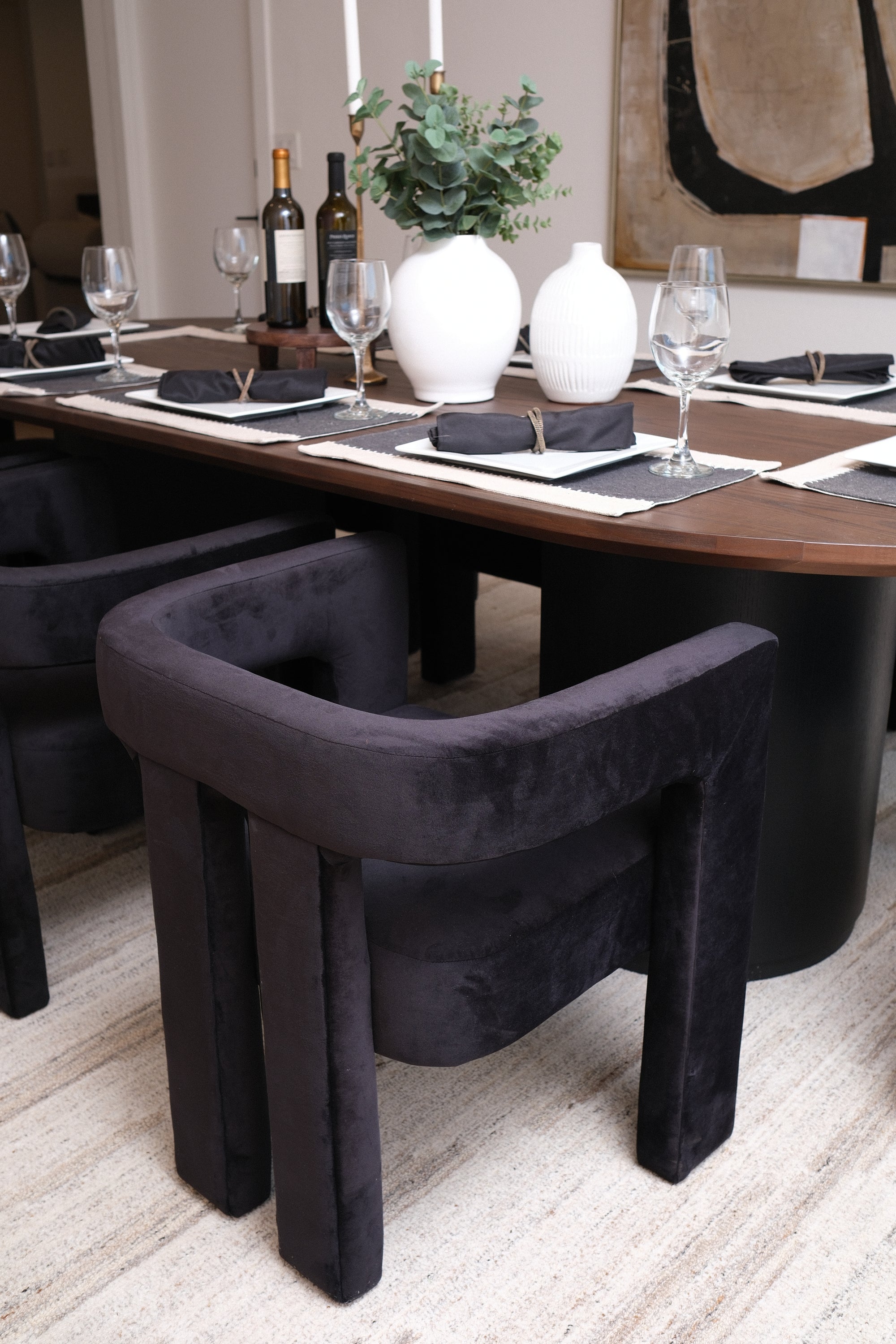 BLACK VELVET DINING CHAIR 6