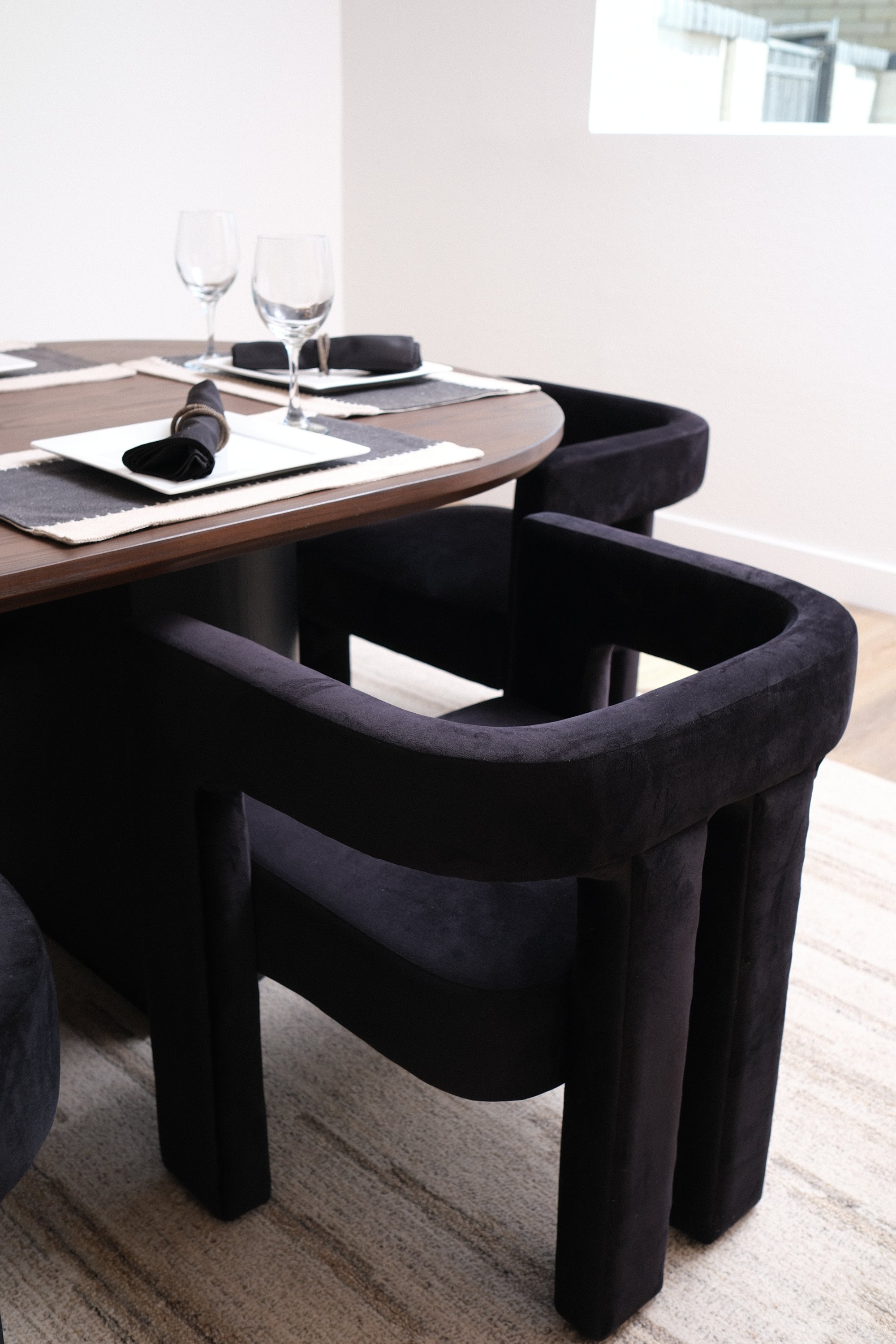 BLACK VELVET DINING CHAIR 6