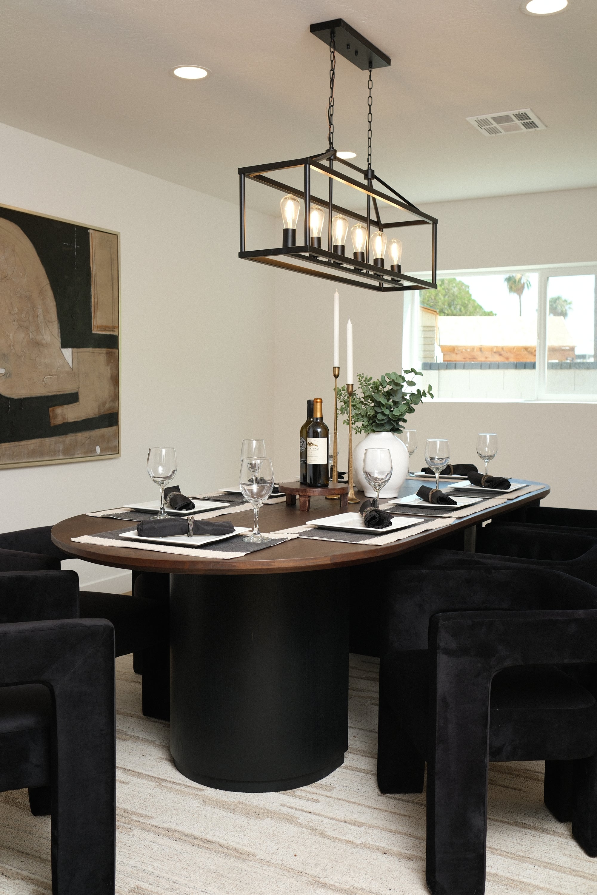 102"L BLACK &amp; BROWN DINING TABLE