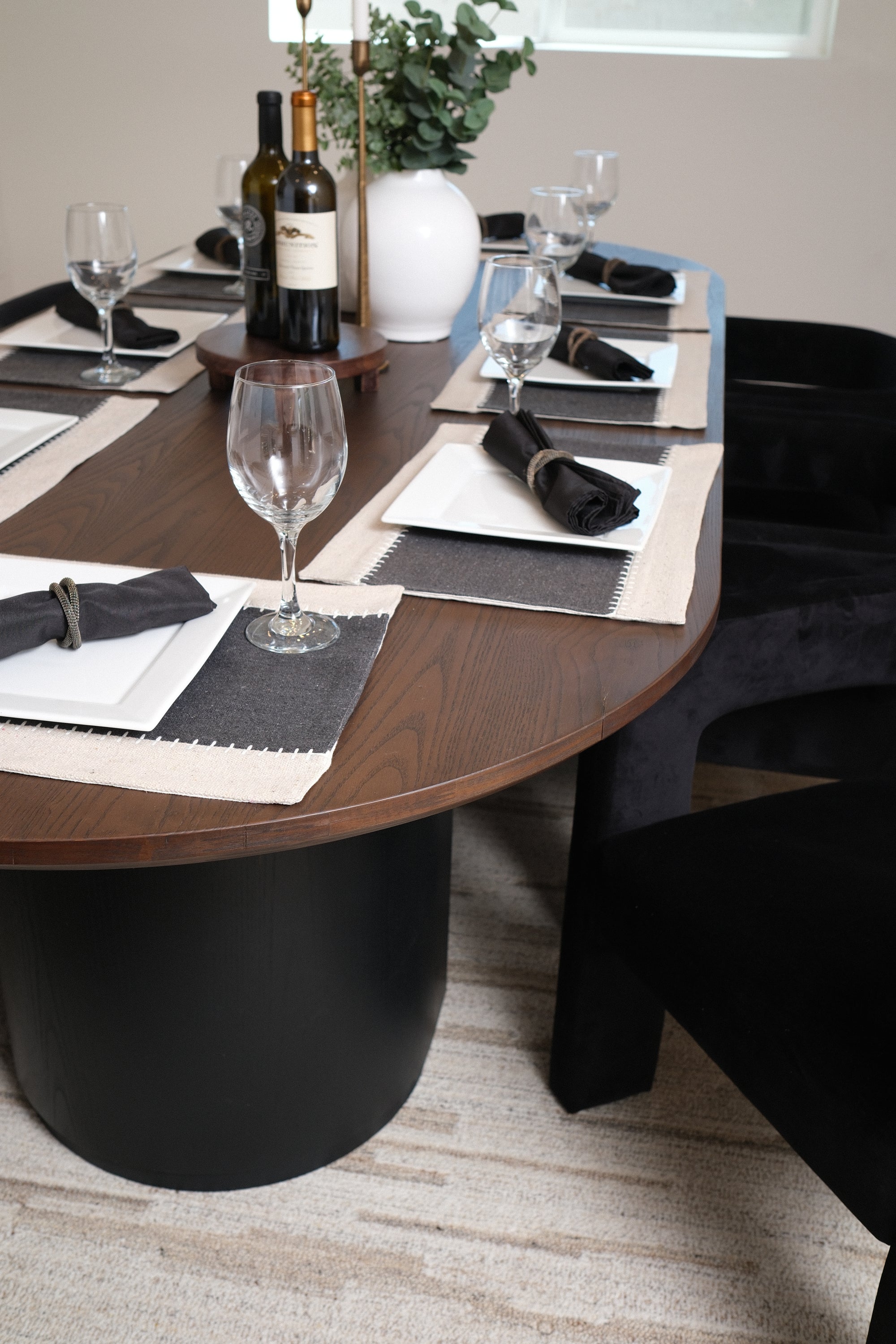 102"L BLACK &amp; BROWN DINING TABLE