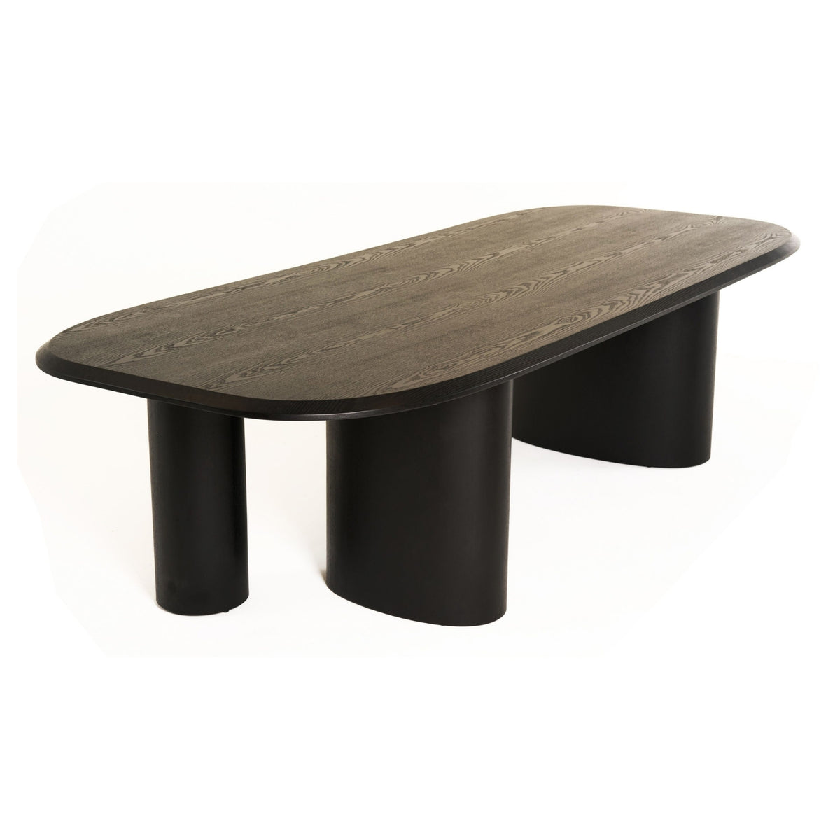118"L THREE-LEGGED BLACK DINING TABLE