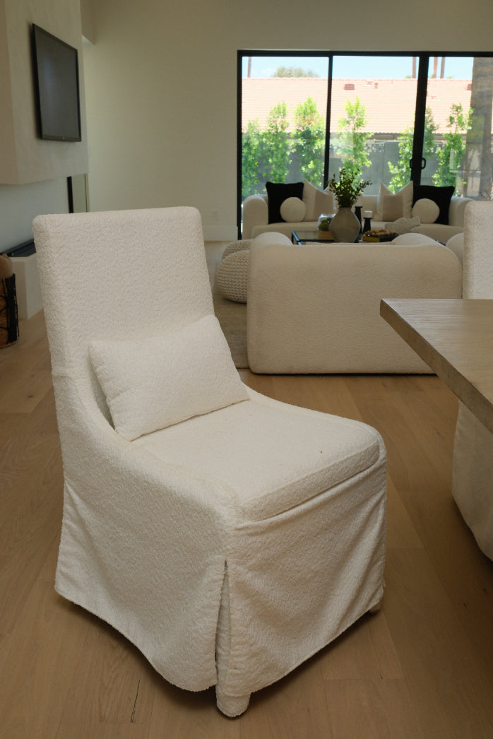 WHITE TEXTURED SIDE CHAIR SET OF 8