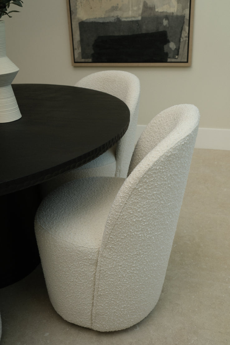 IVORY SWIVEL DINING CHAIR, 6-PIECE SET