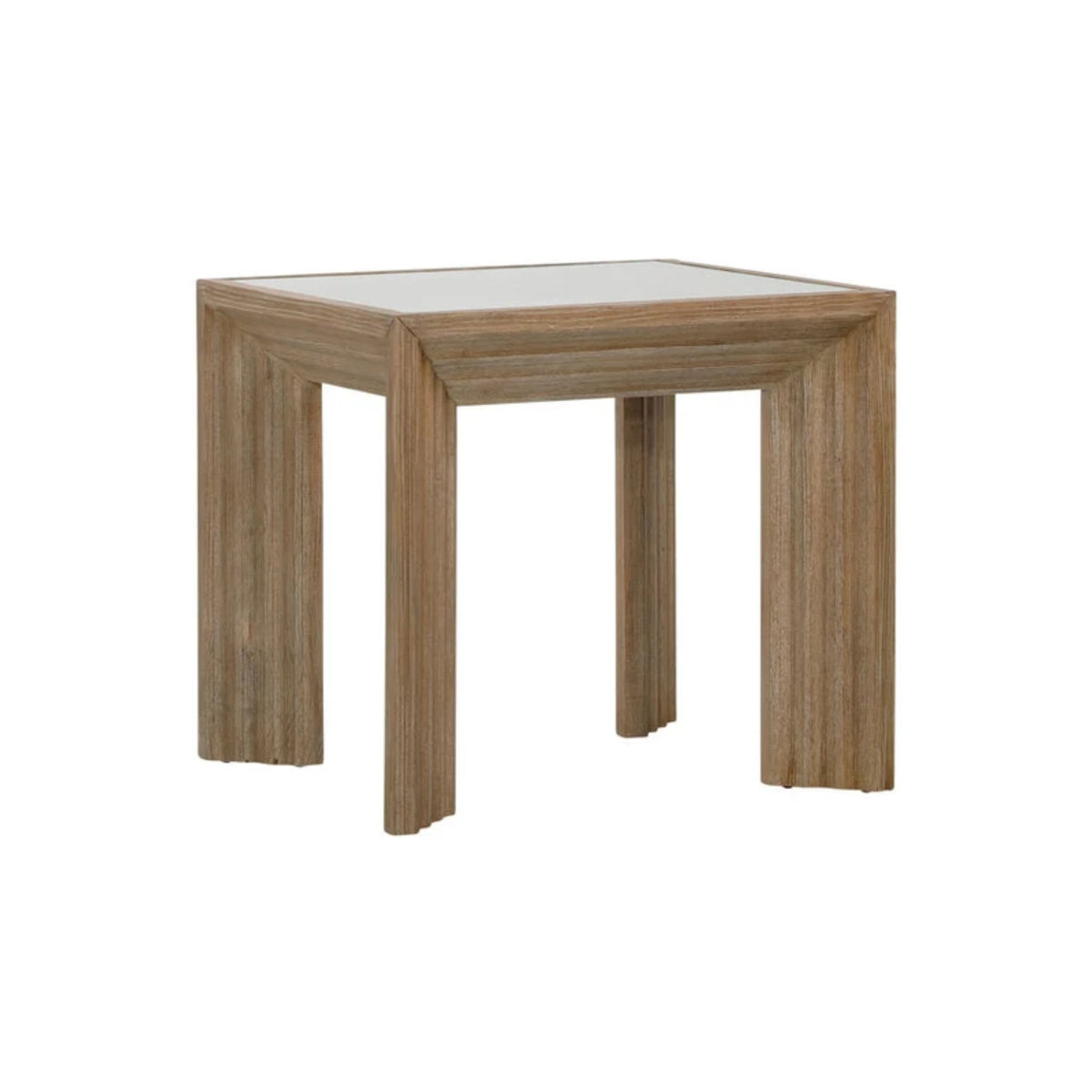 26"L GLASS &amp; WOOD END TABLE
