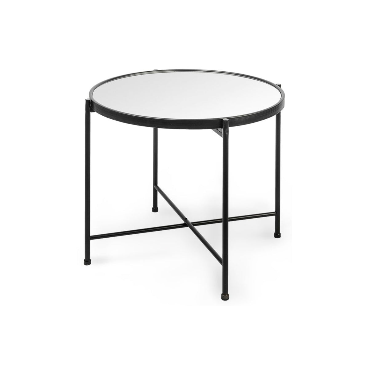 23"R BLACK MIRROR TOP END TABLE