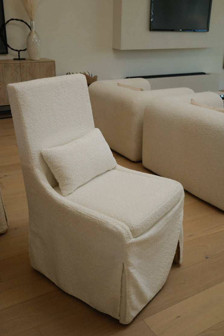 WHITE TEXTURED SIDE CHAIR SET OF 8