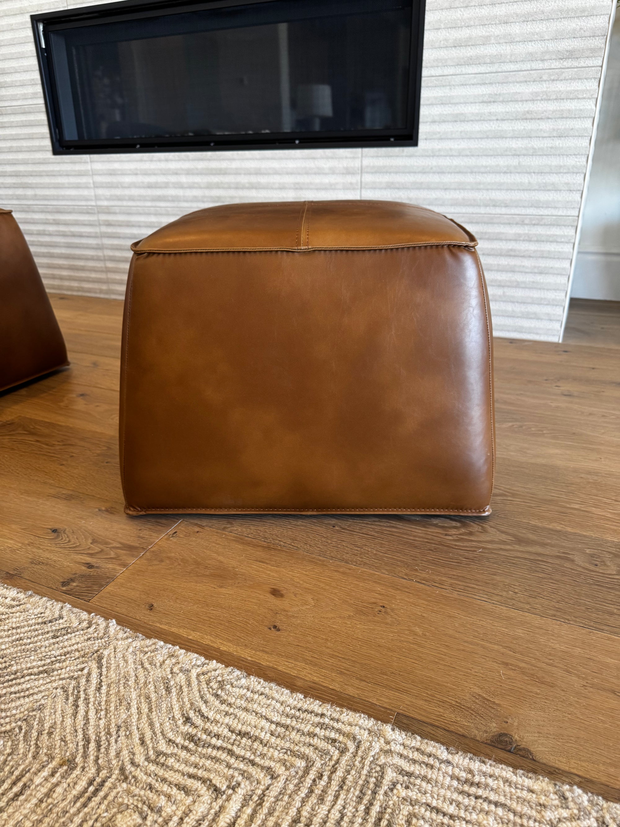 VINTAGE BROWN OTTOMAN 2