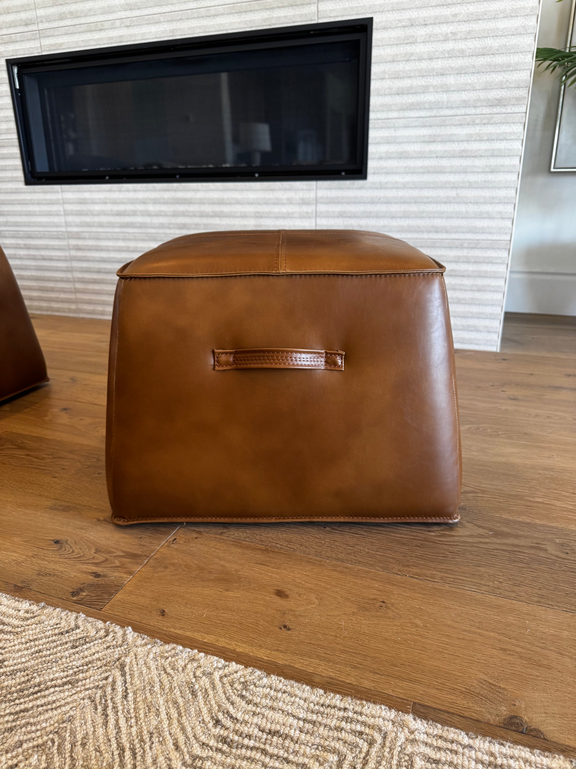 VINTAGE BROWN OTTOMAN 2