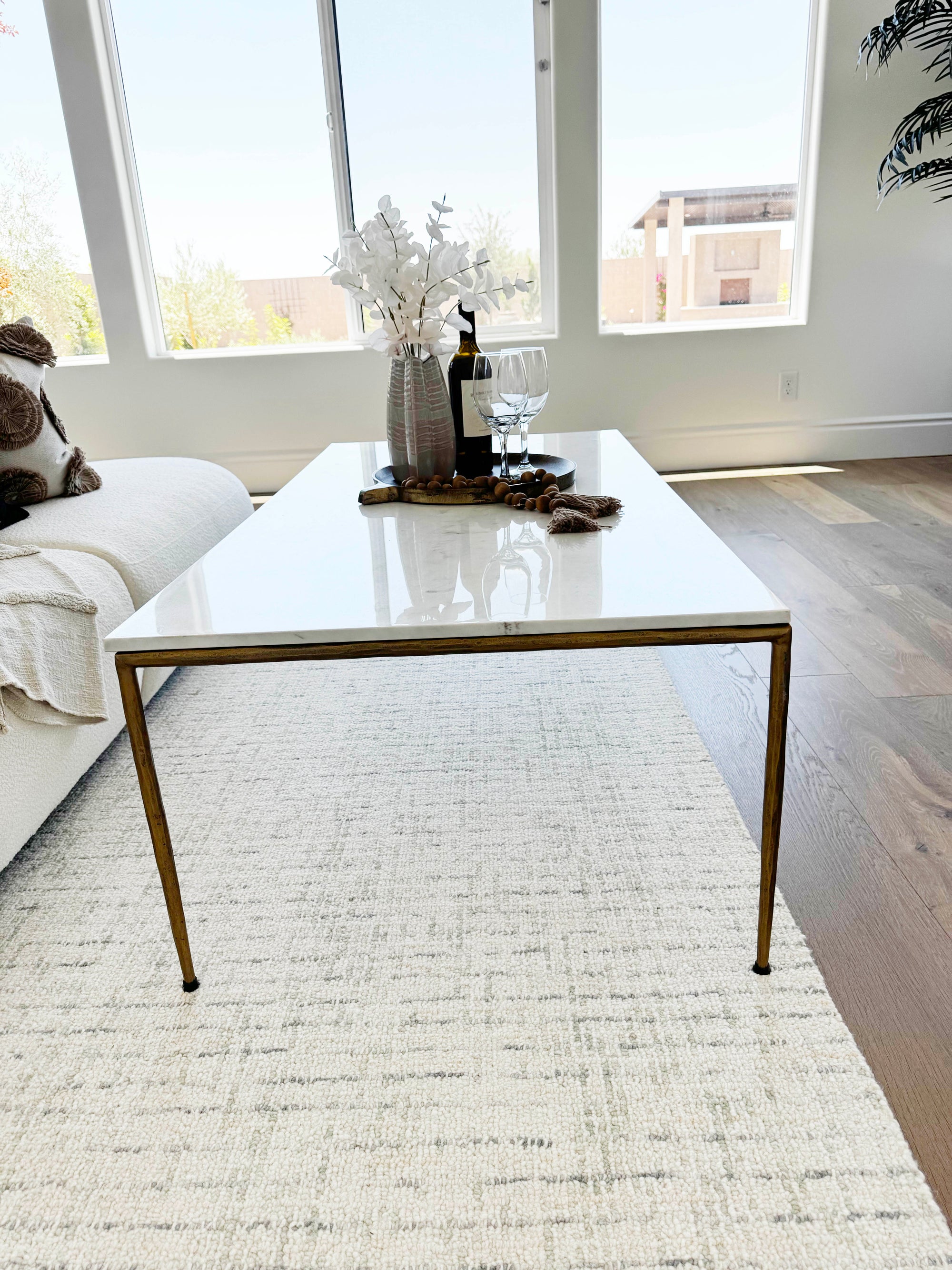 55"L MARBLE TOP IRON LEGS CT
