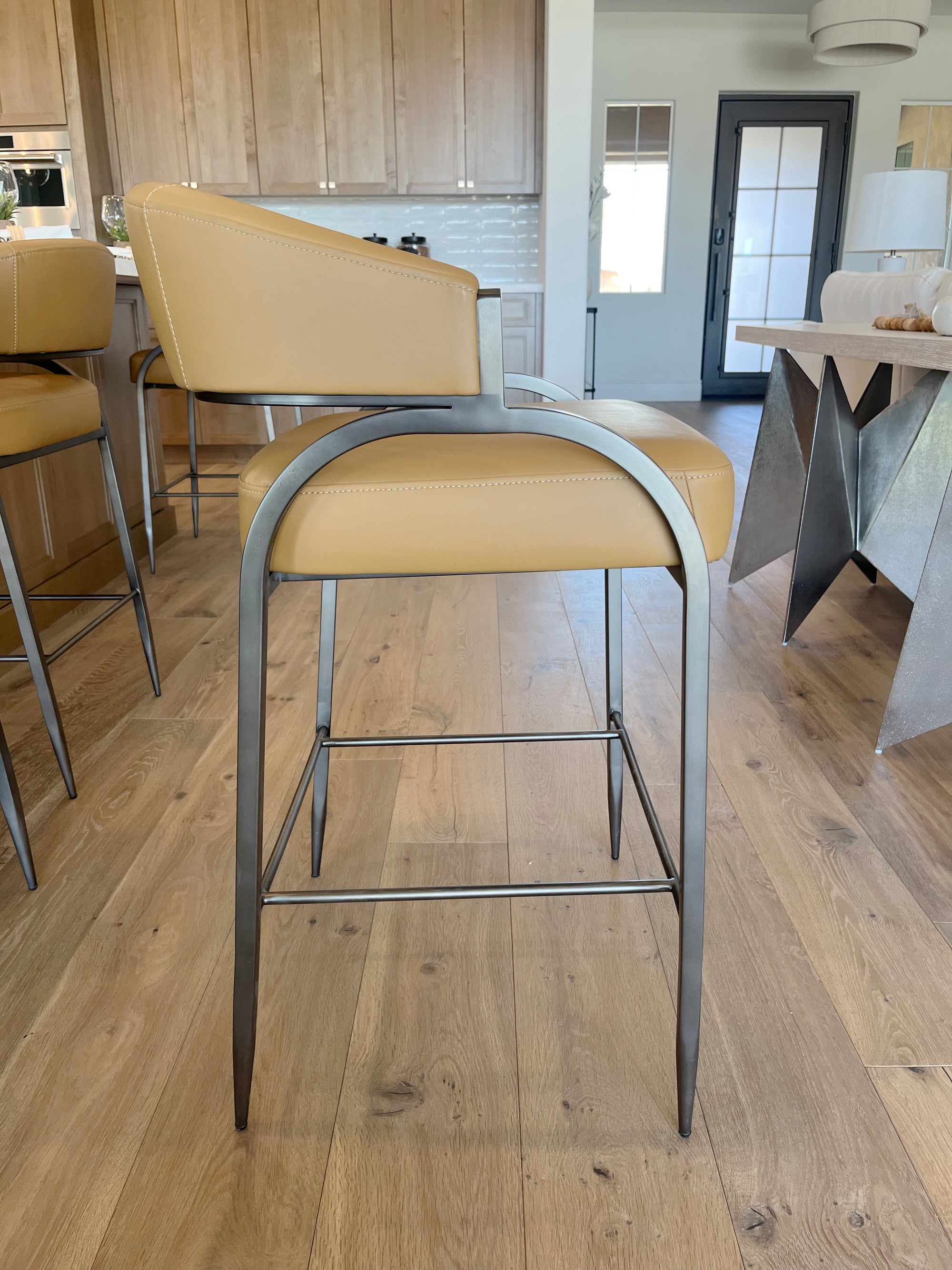 CAMEL LEATHER COUNTER STOOL 3