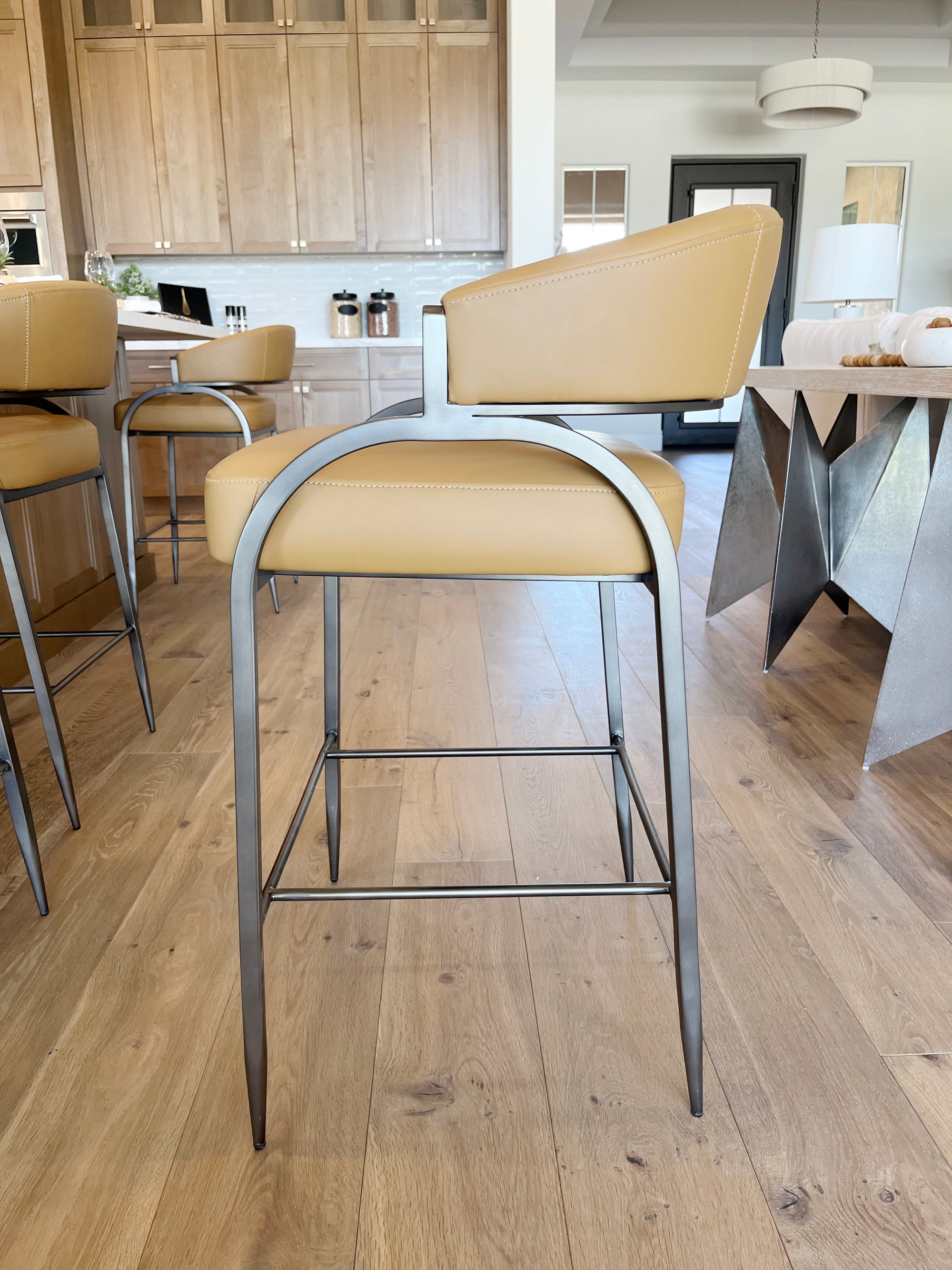 CAMEL LEATHER COUNTER STOOL 3
