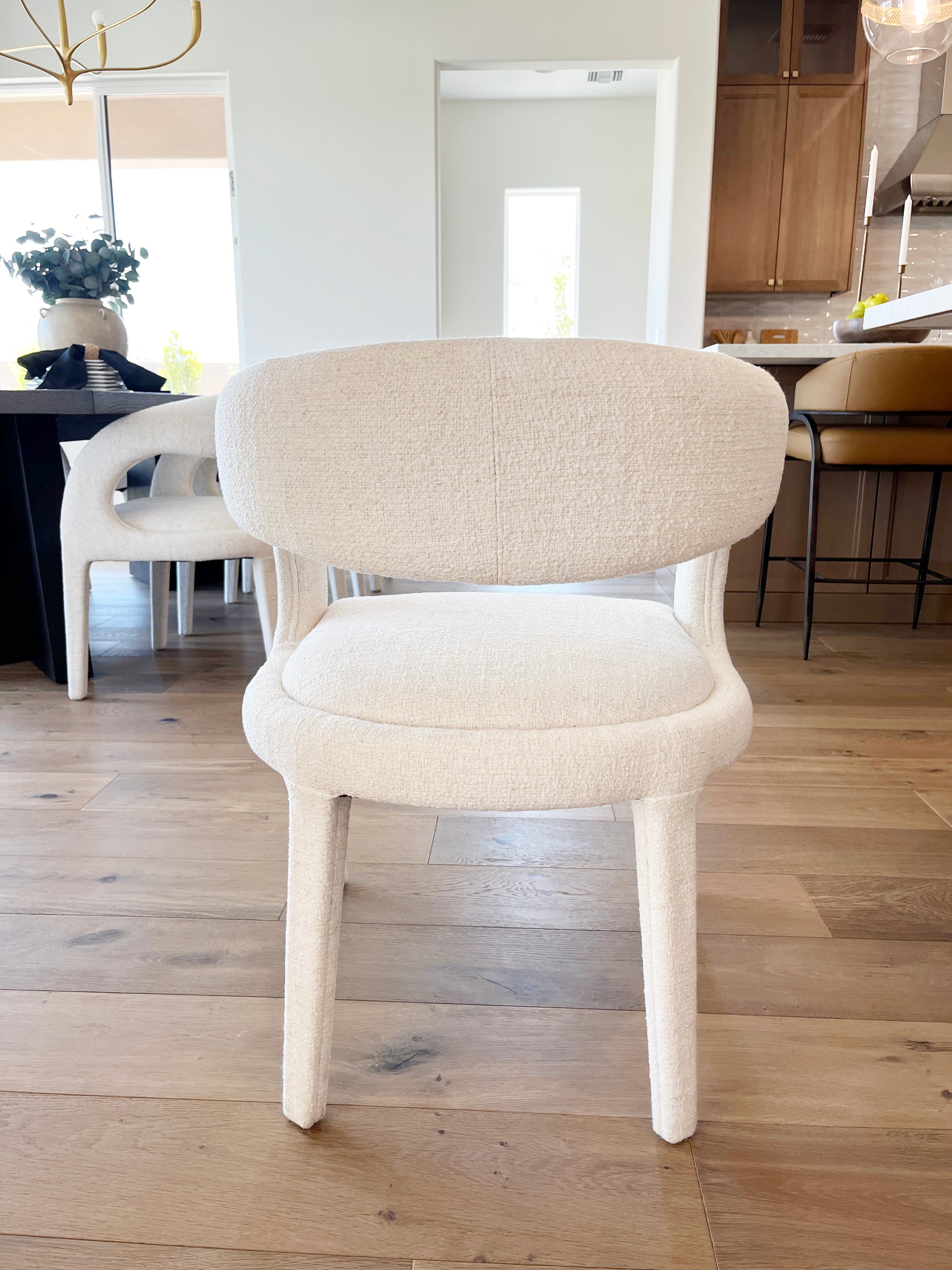 CURVE BACK WHITE DINING CHAIR 4