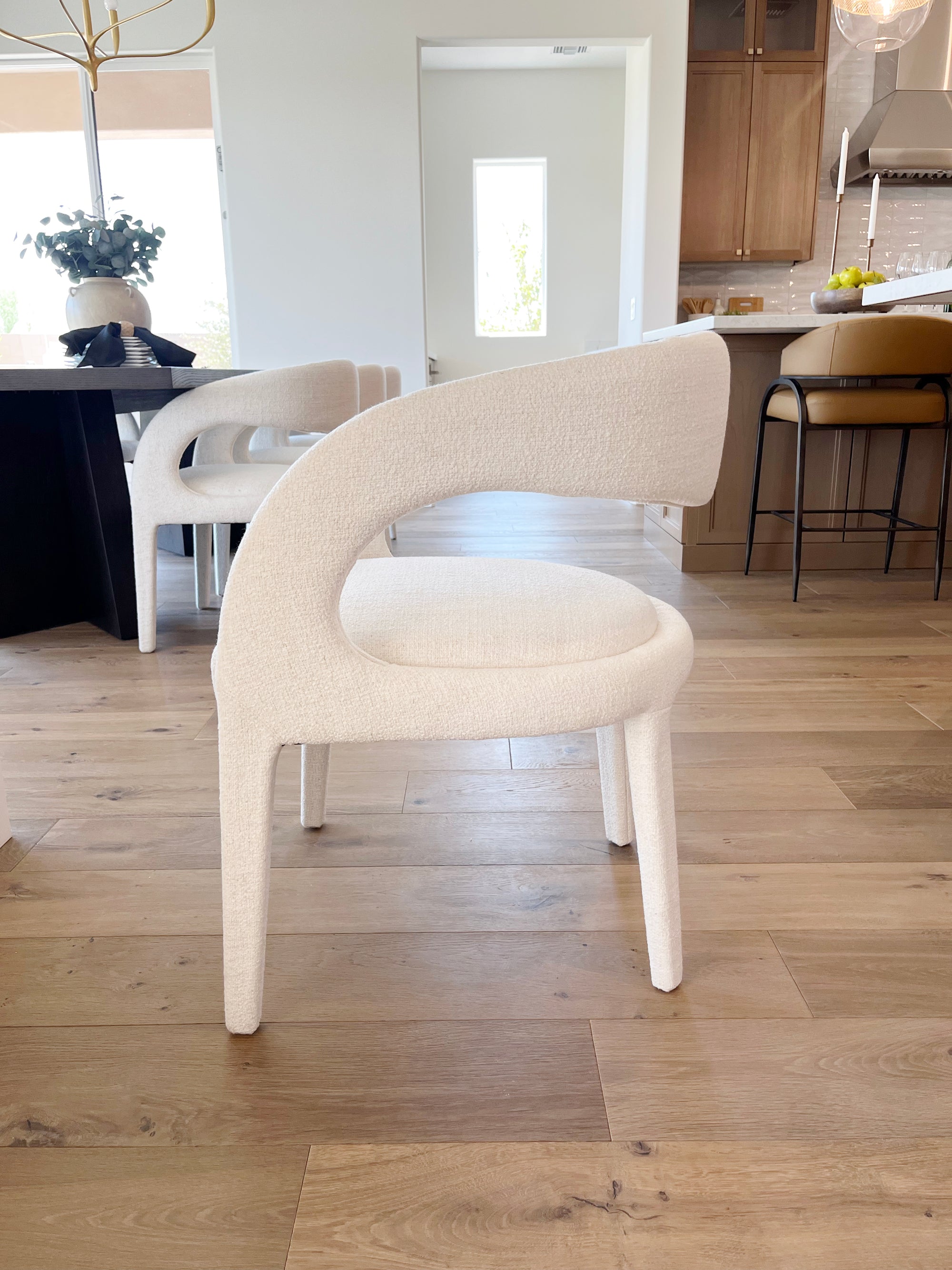 CURVE BACK WHITE DINING CHAIR 5