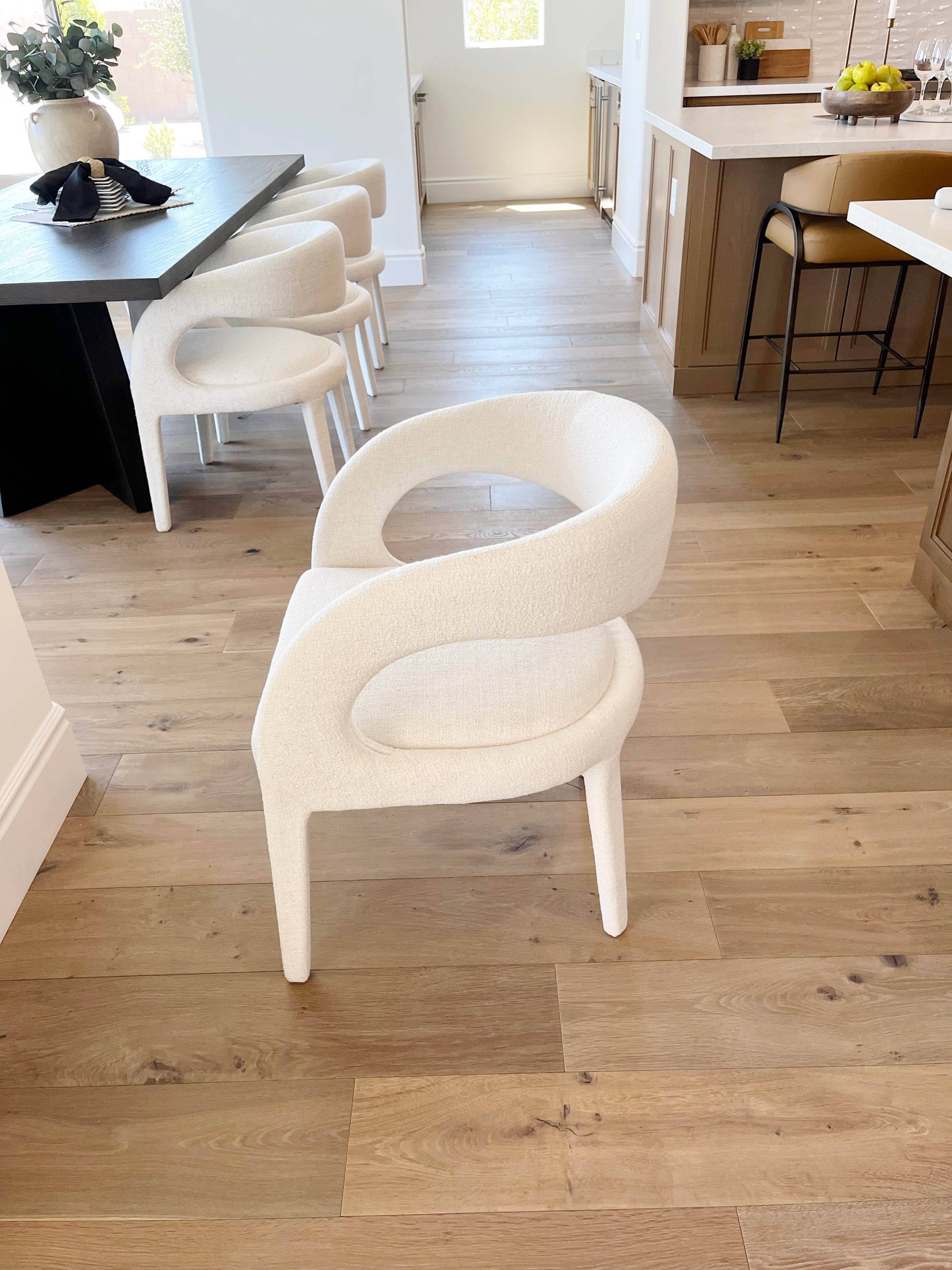 CURVE BACK WHITE DINING CHAIR 5