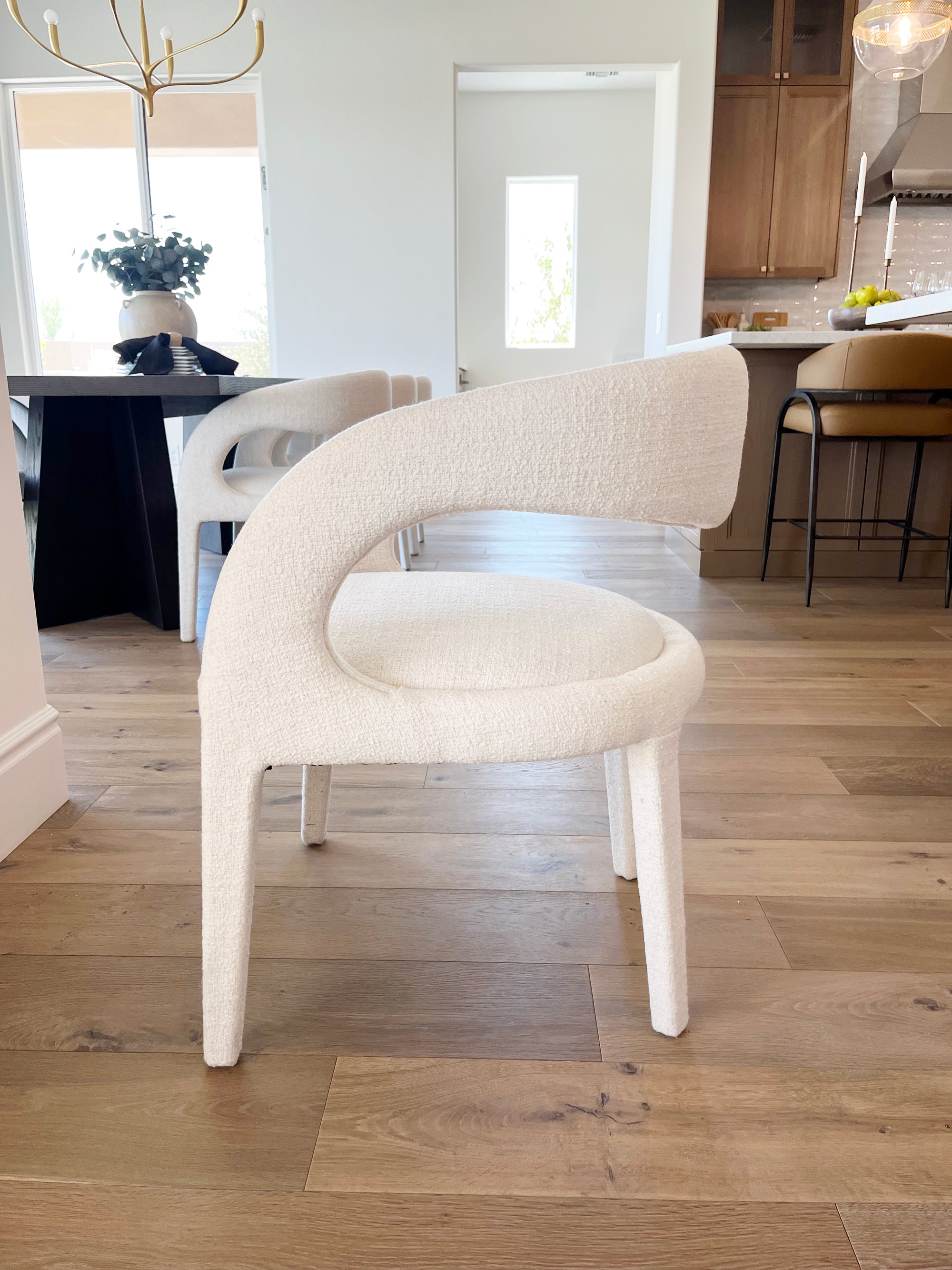 CURVE BACK WHITE DINING CHAIR 6