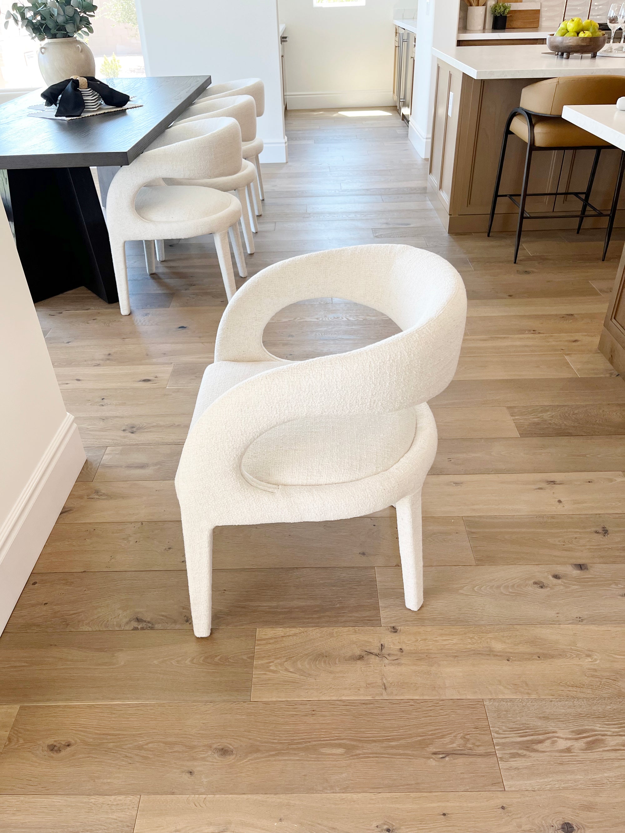 CURVE BACK WHITE DINING CHAIR 6