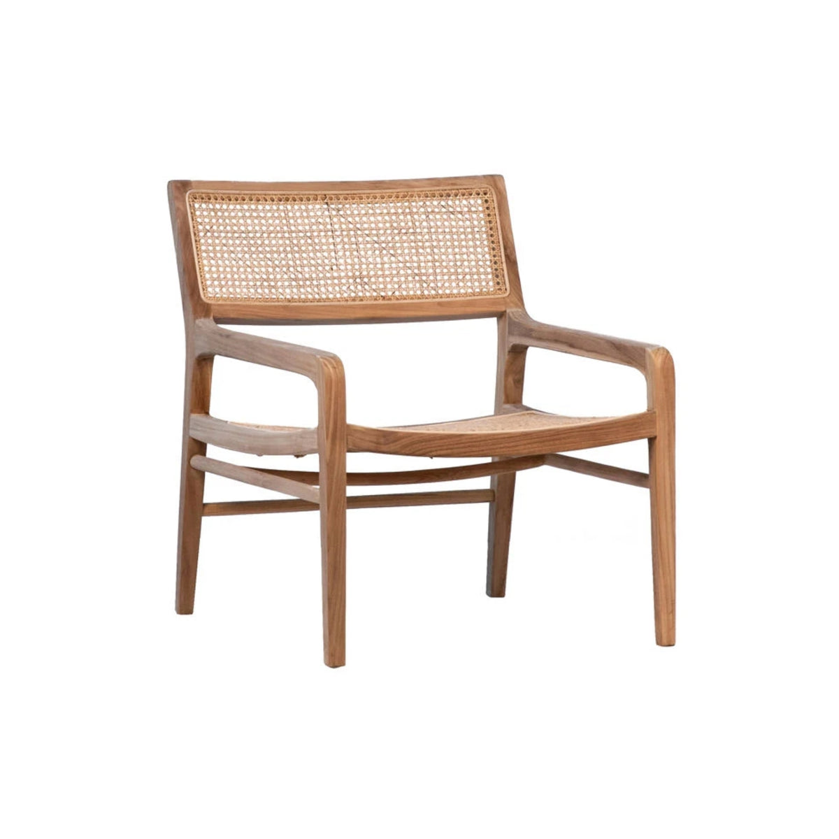 TEAKWOOD &amp; WOVEN RATTAN CHAIR B
