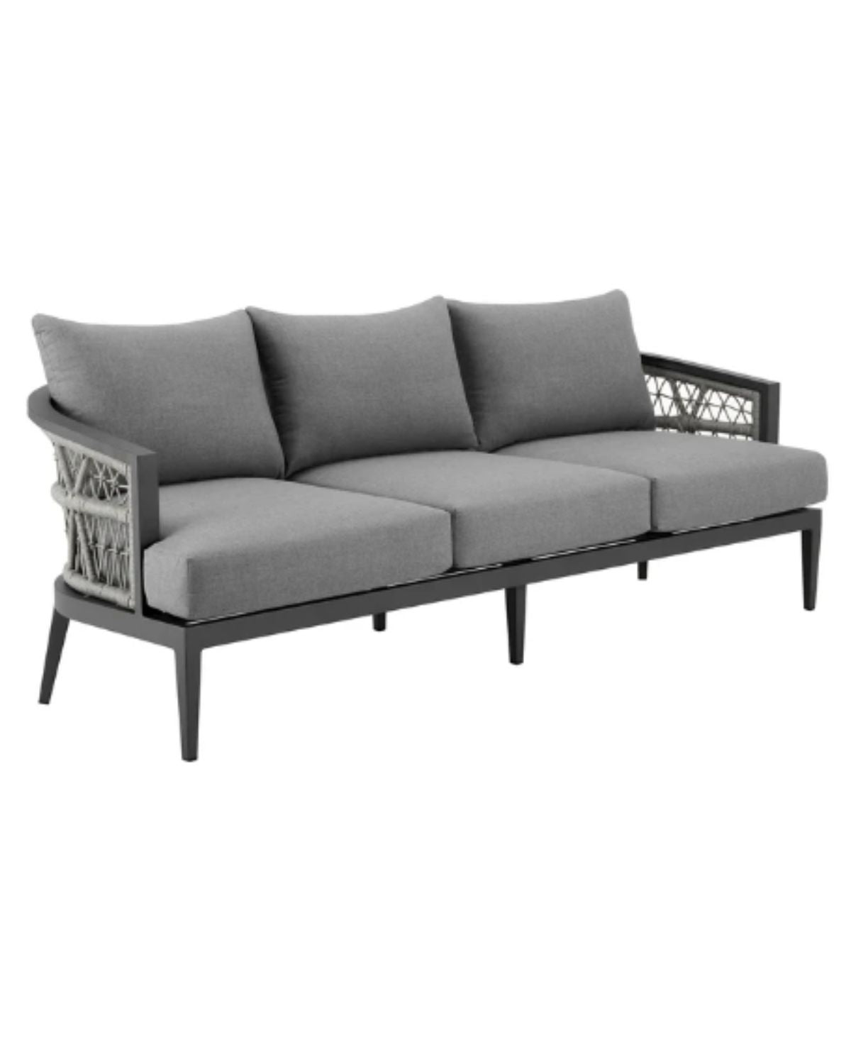 83"L ALUMINUM GREY ROPE OUTDOOR SOFA 1